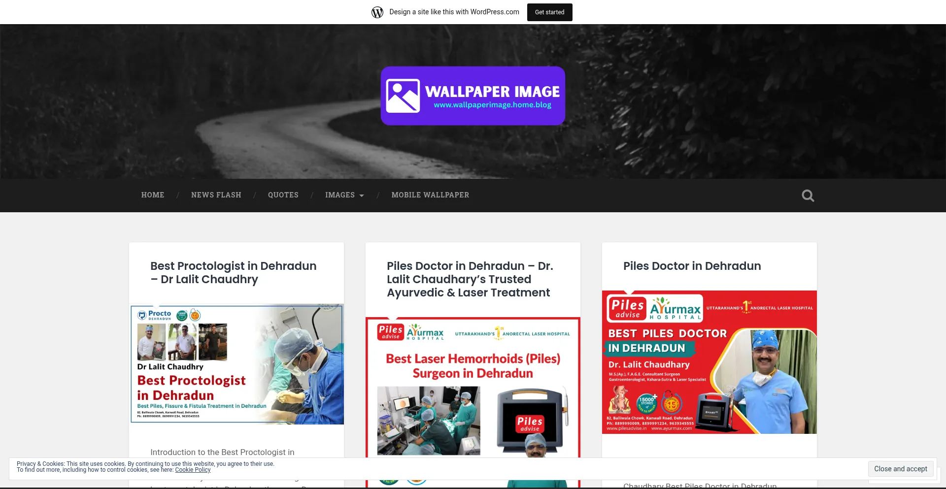Website screenshot of Wallpaperimage.home.blog
