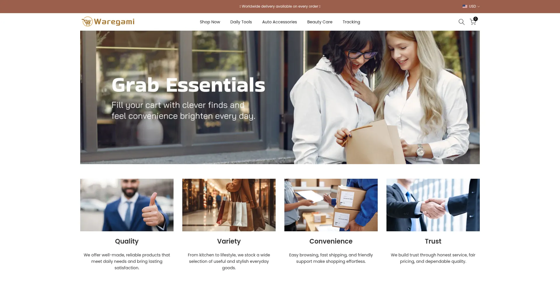 Website screenshot of Waregami.com