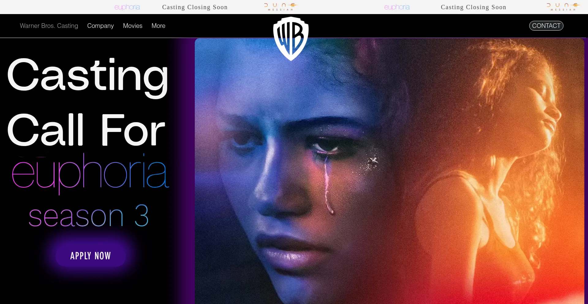 Website screenshot of Warnerbroscasting.com