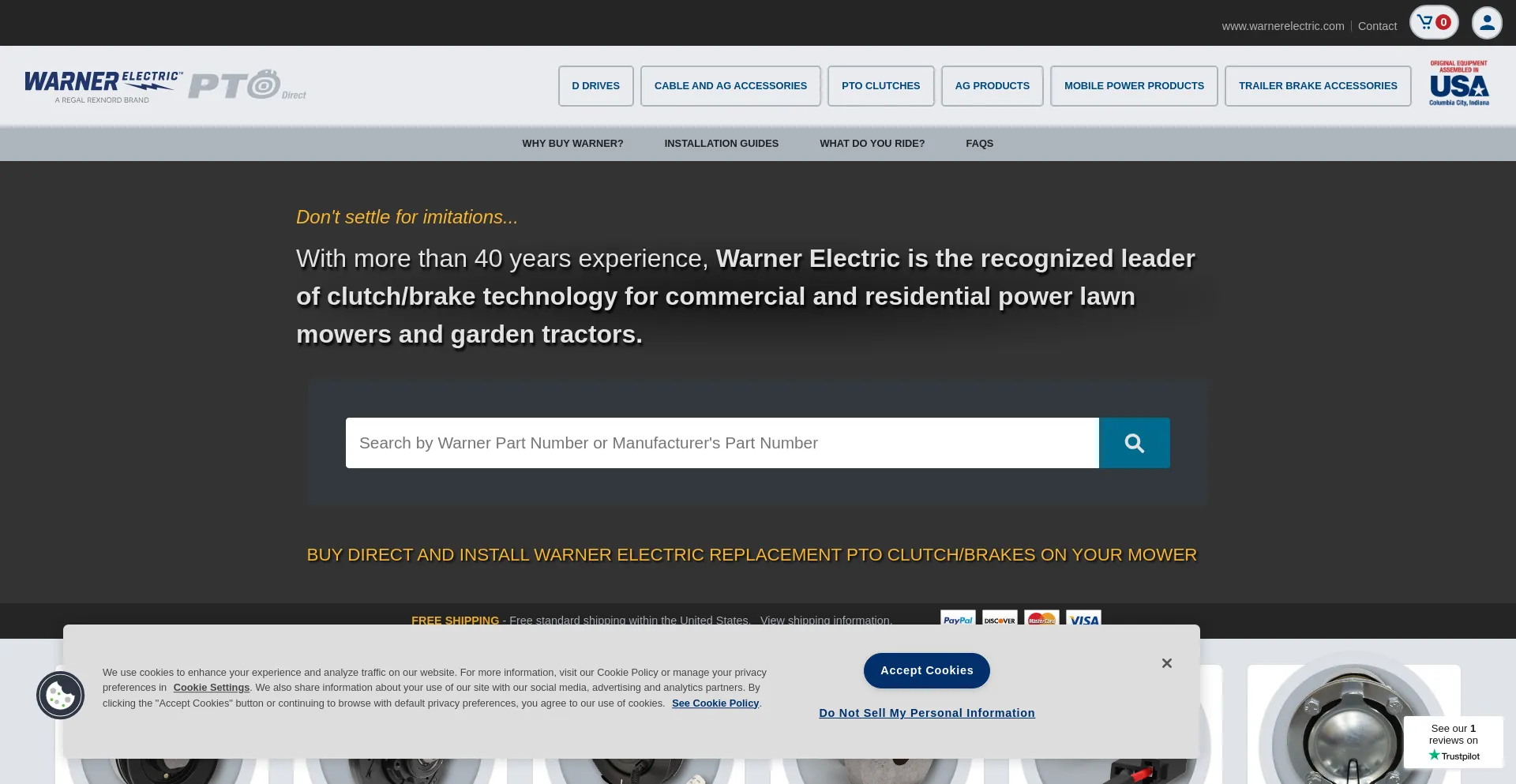 Website screenshot of Warnerptodirect.com