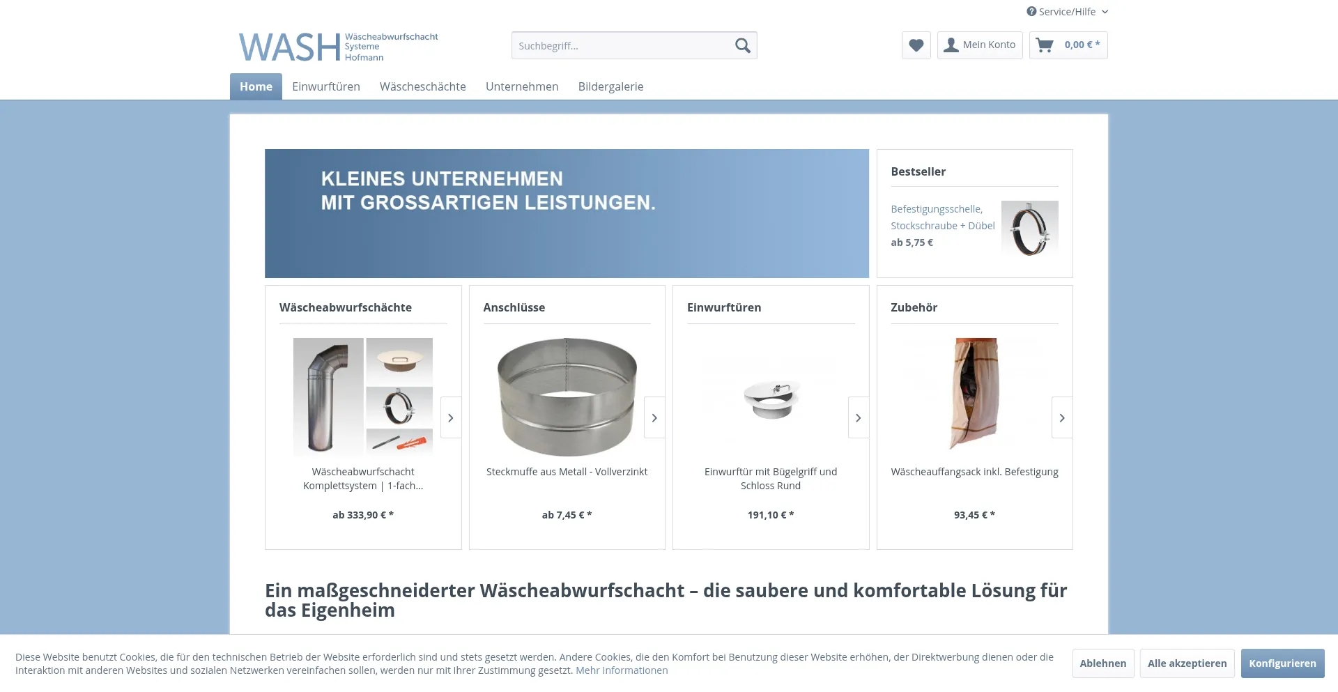 Website screenshot of Wash-shop.de
