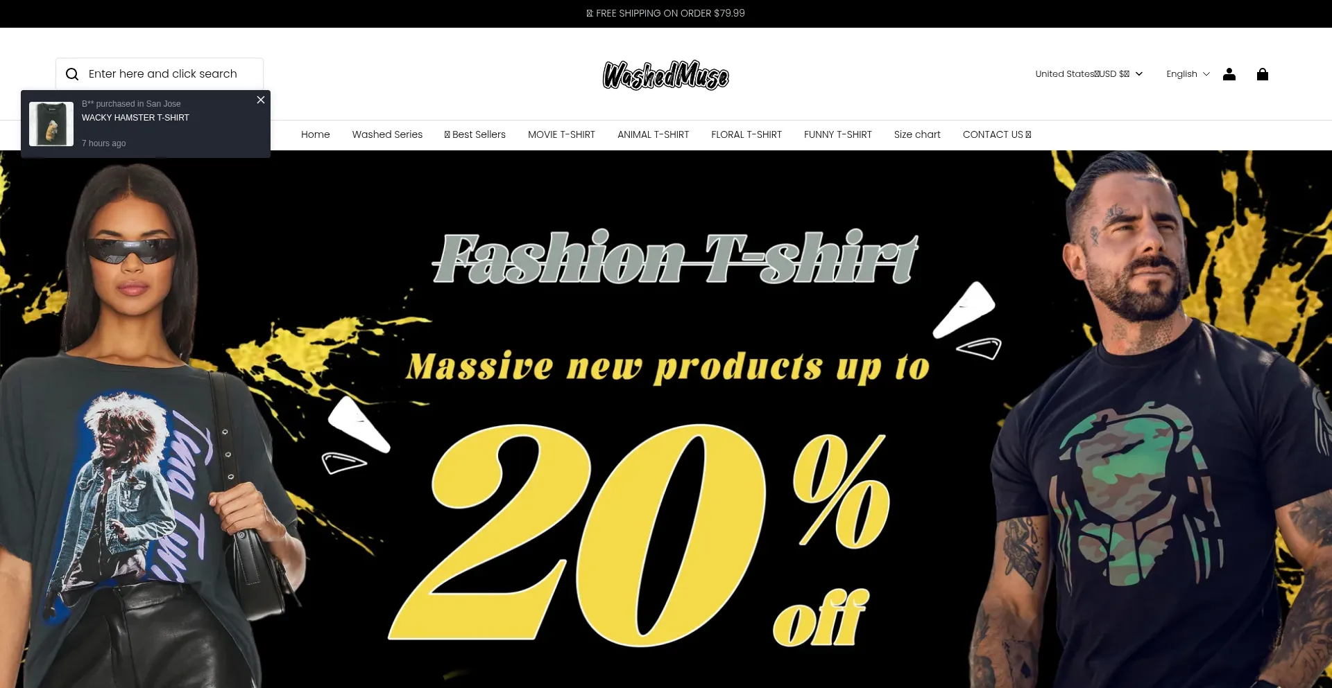 Website screenshot of Washedmuse.com