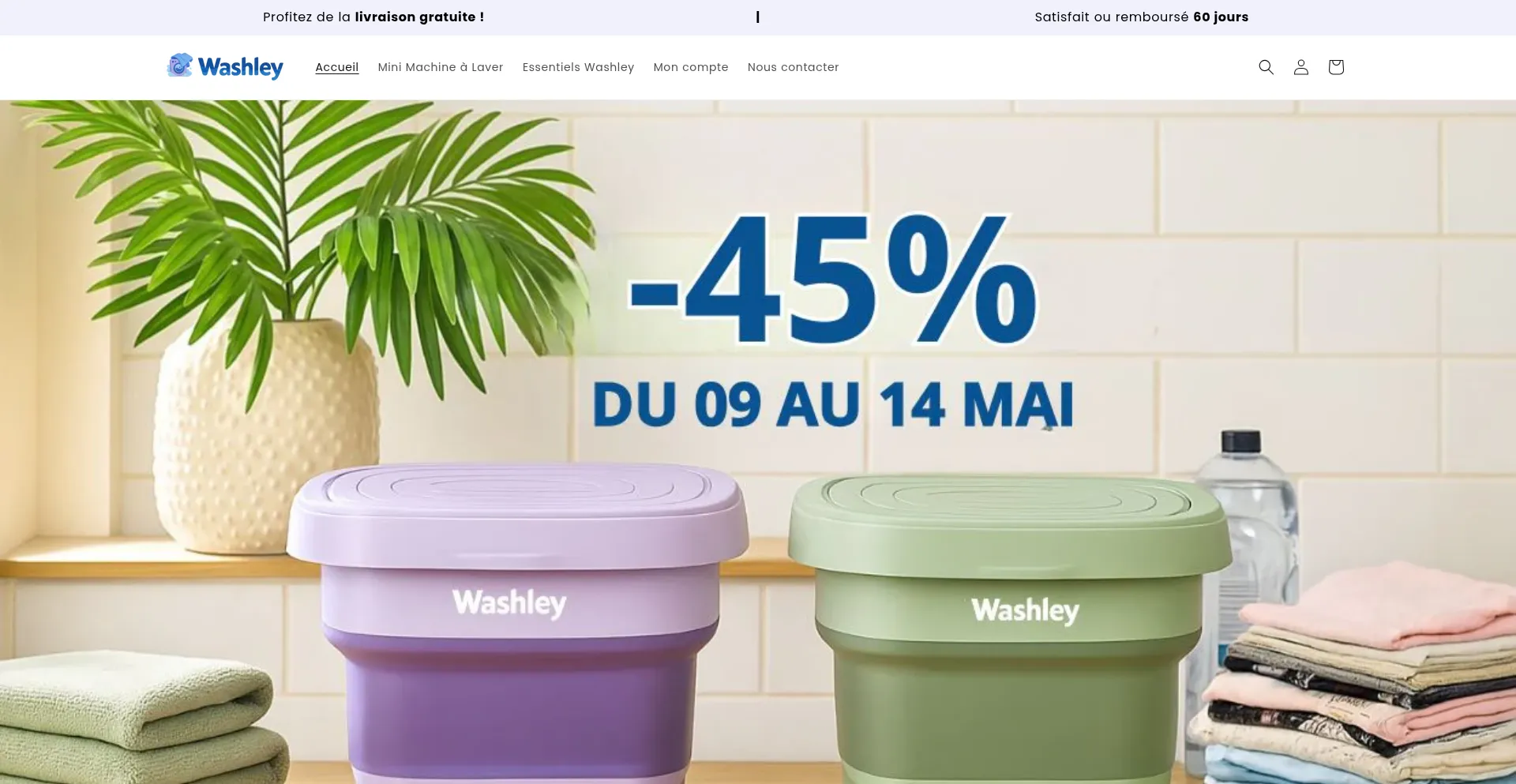 Website screenshot of Washley.store