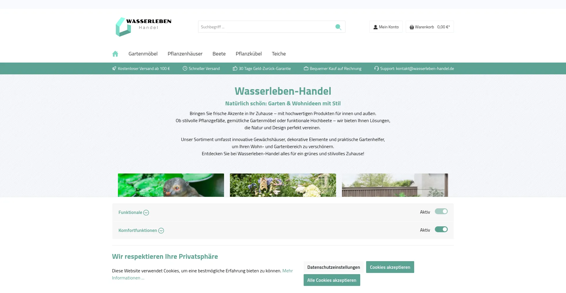 Website screenshot of Wasserleben-handel.de