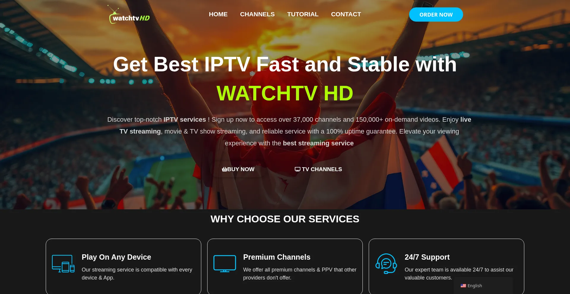 Website screenshot of Watchtvhd.com