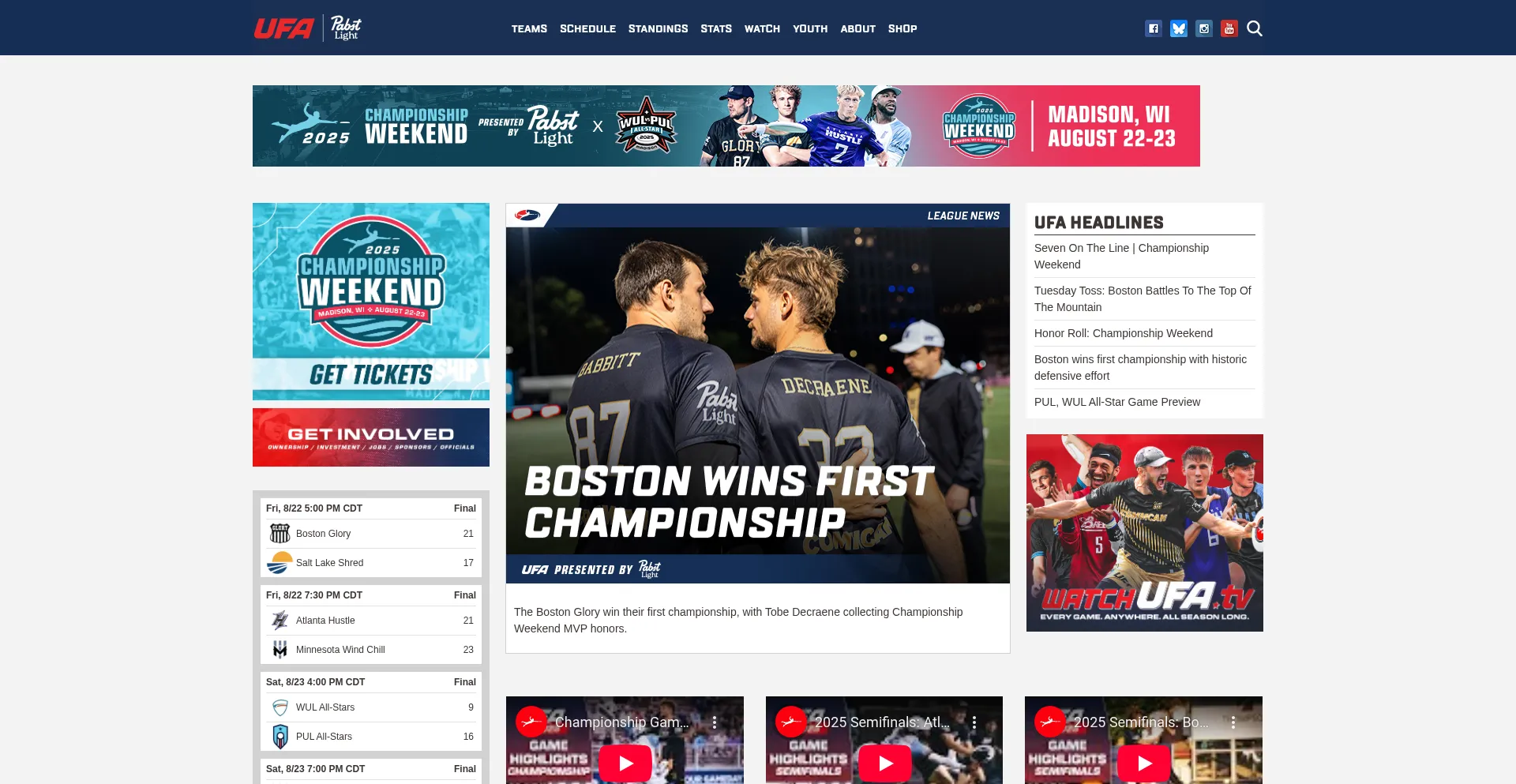 Website screenshot of Watchufa.com