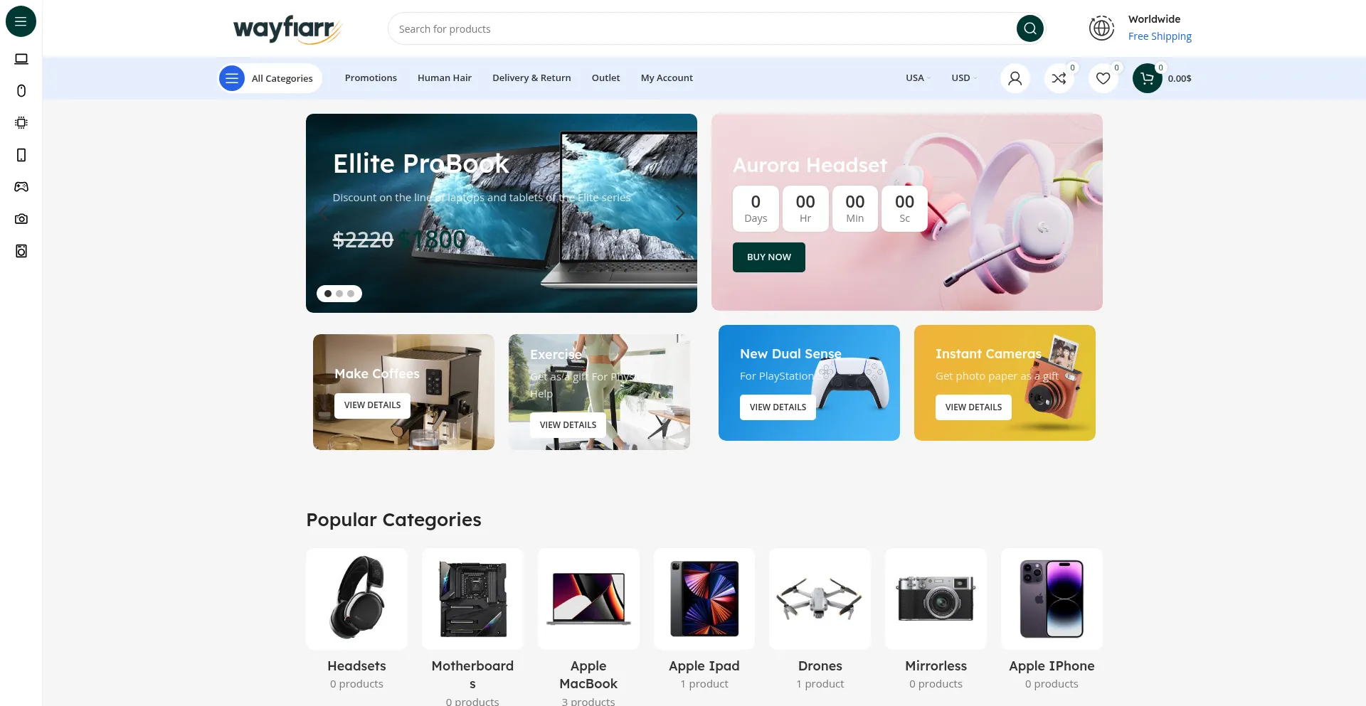 Website screenshot of Wayfiarr.com