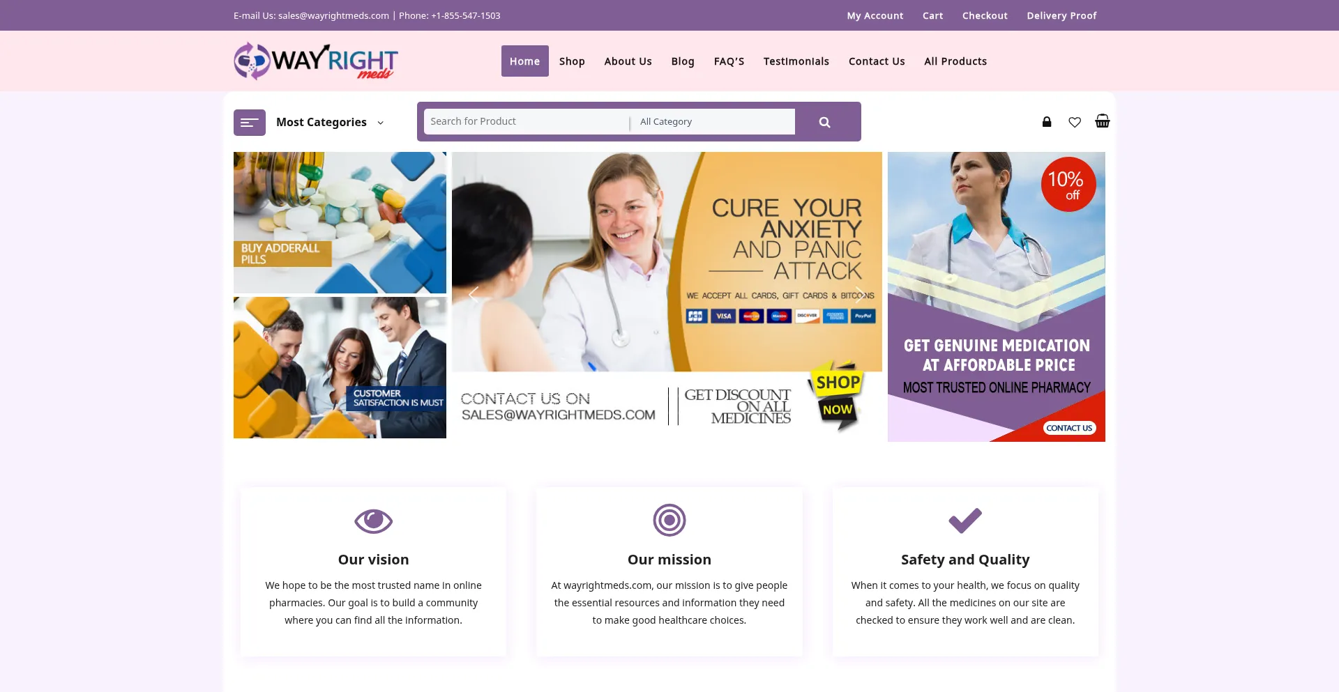 Website screenshot of Wayrightmeds.com