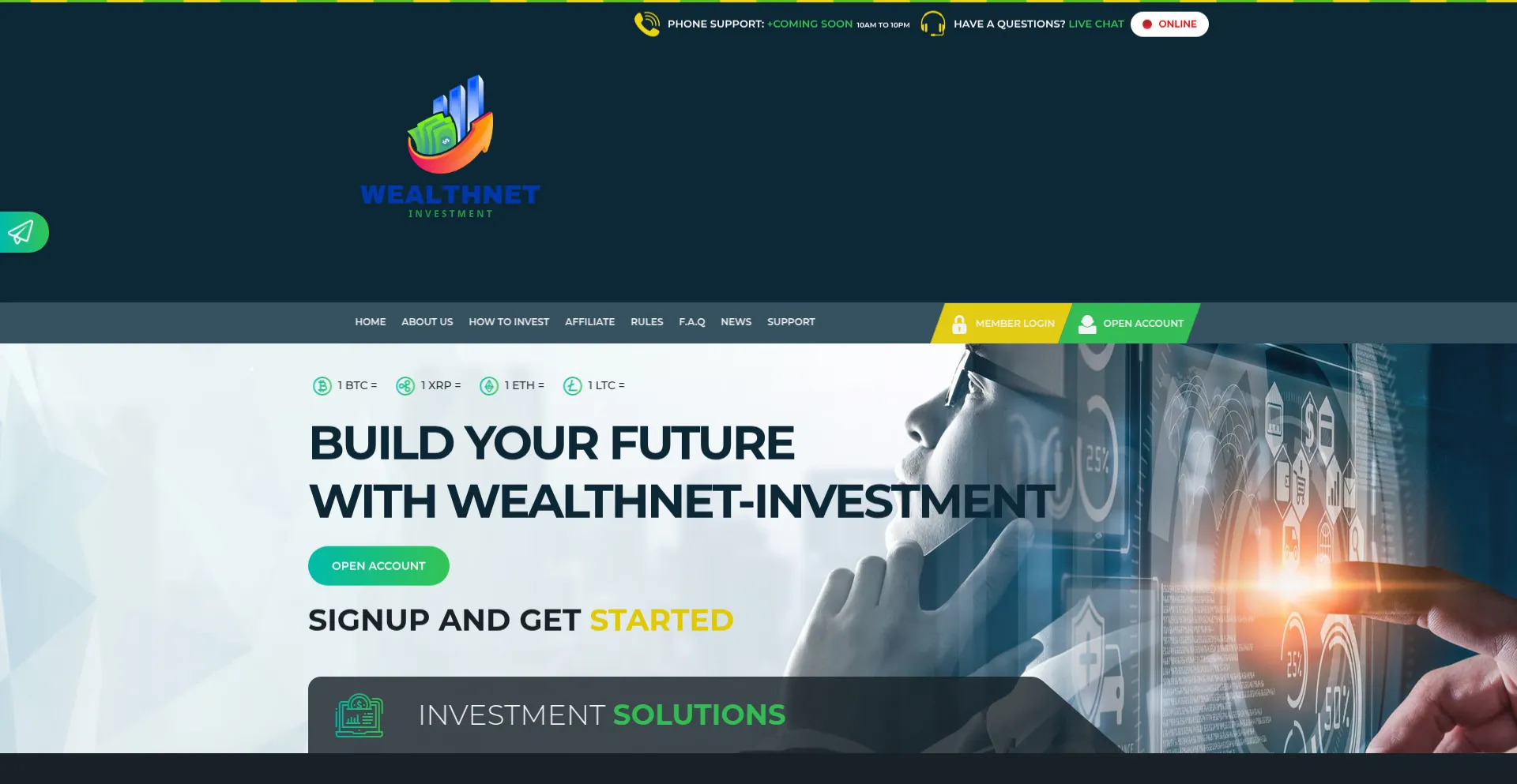 Website screenshot of Wealthnet-investment.pro