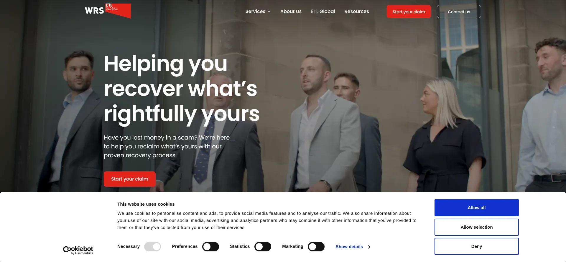 Website screenshot of Wealthrecovery.co.uk
