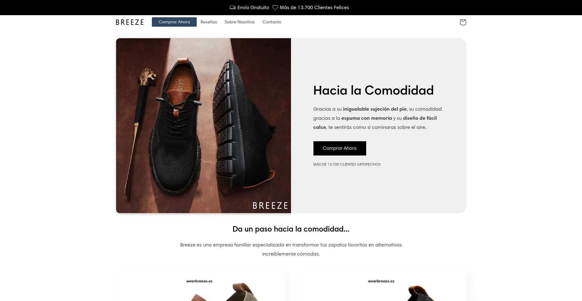 Website screenshot of Wearbreeze.es
