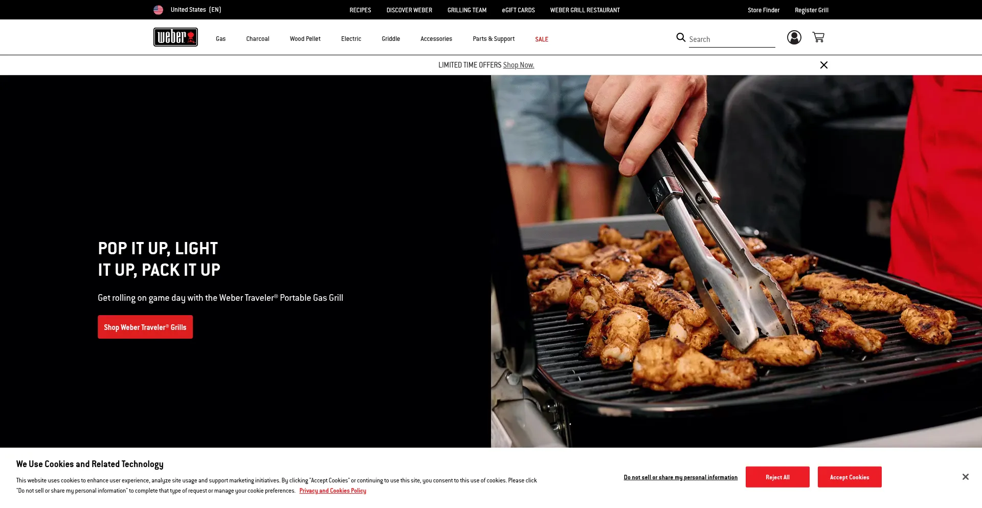 Website screenshot of Weber.com