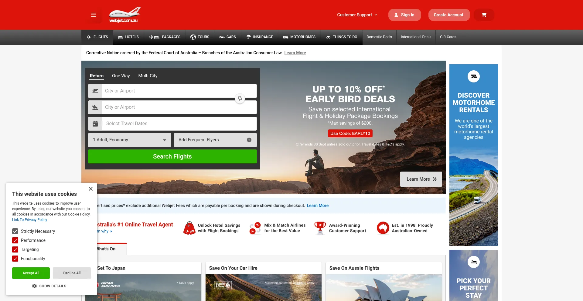 Webjet.com.au Screenshot