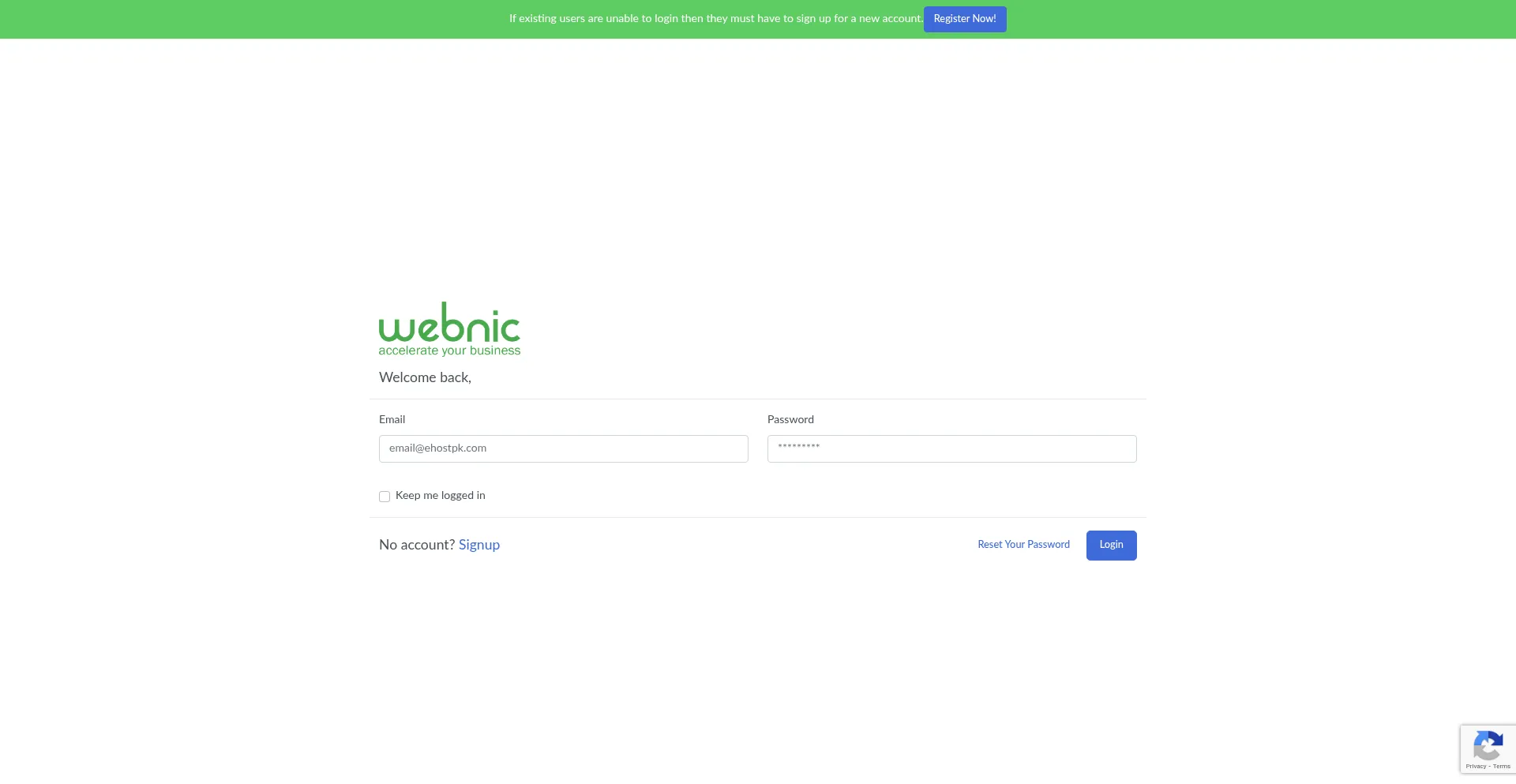 Website screenshot of Webnic.pk