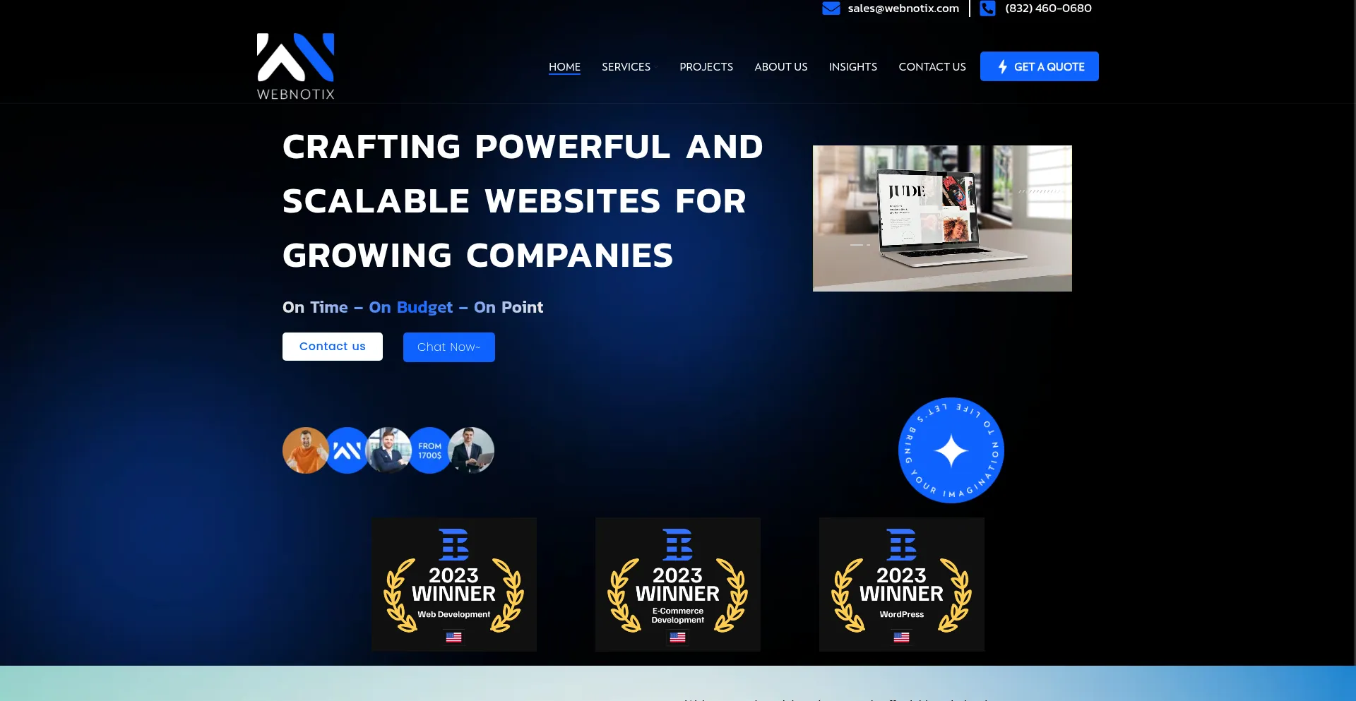 Website screenshot of Webnotix.com