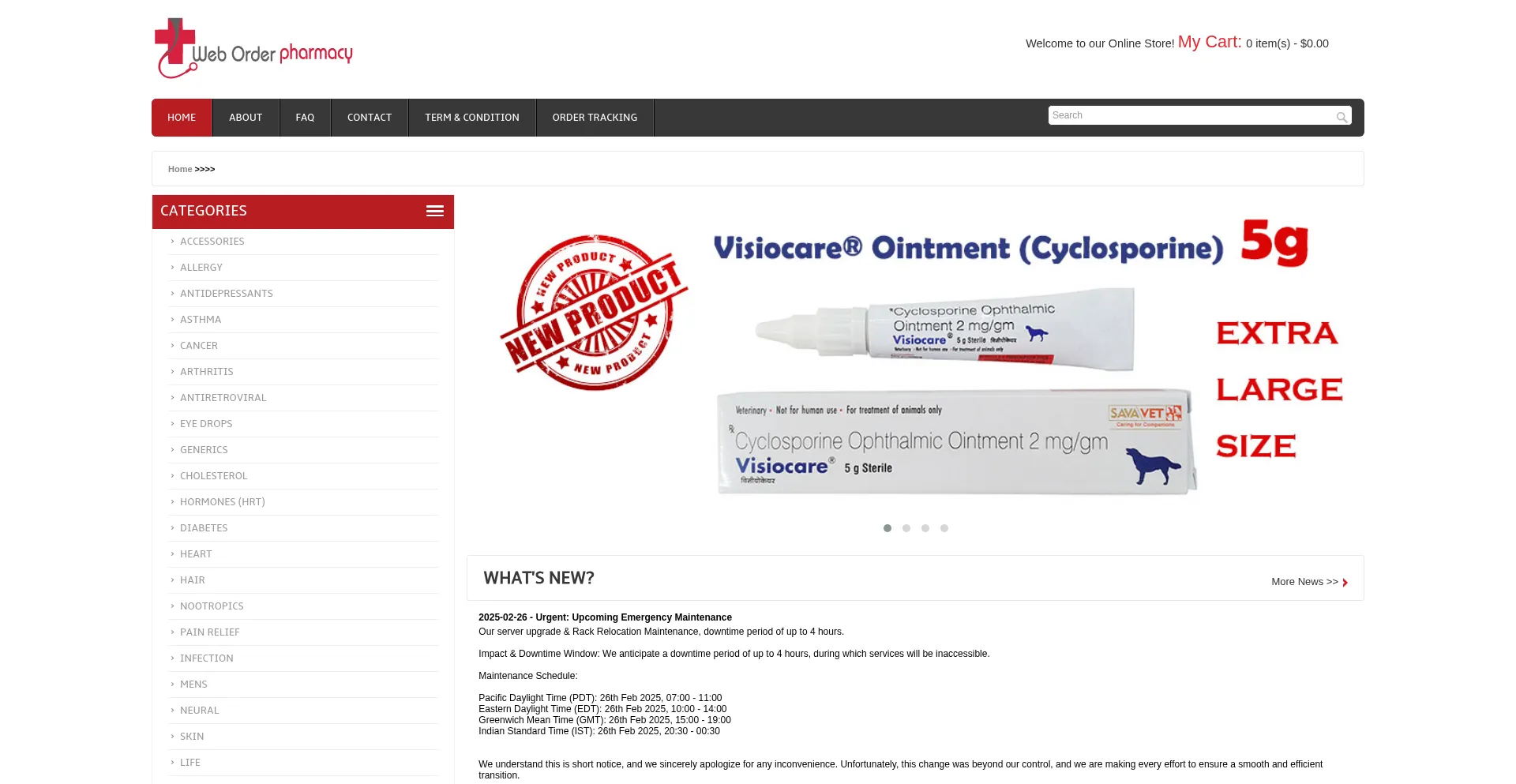 Website screenshot of Weborderpharmacy.md