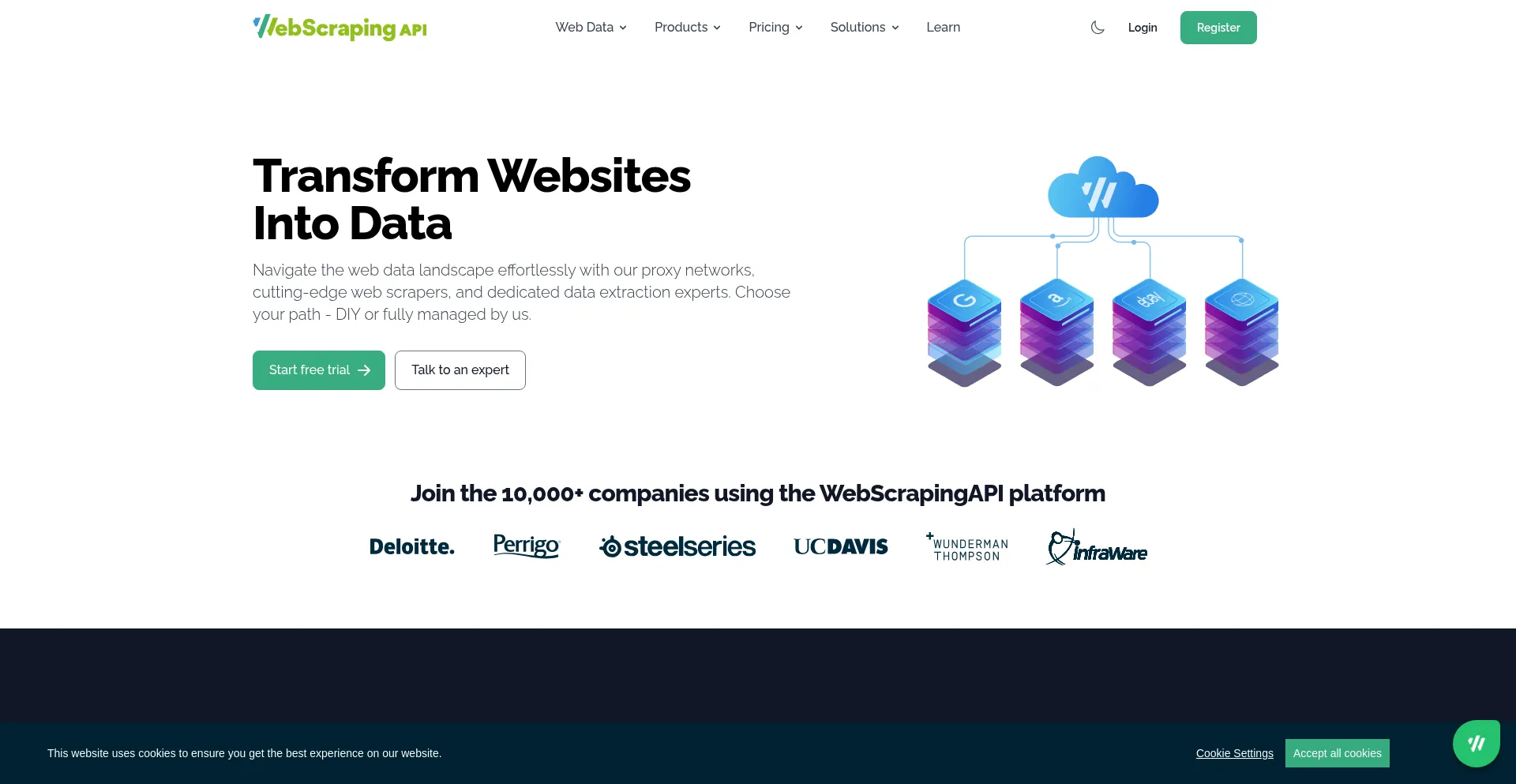 Website screenshot of Webscrapingapi.com