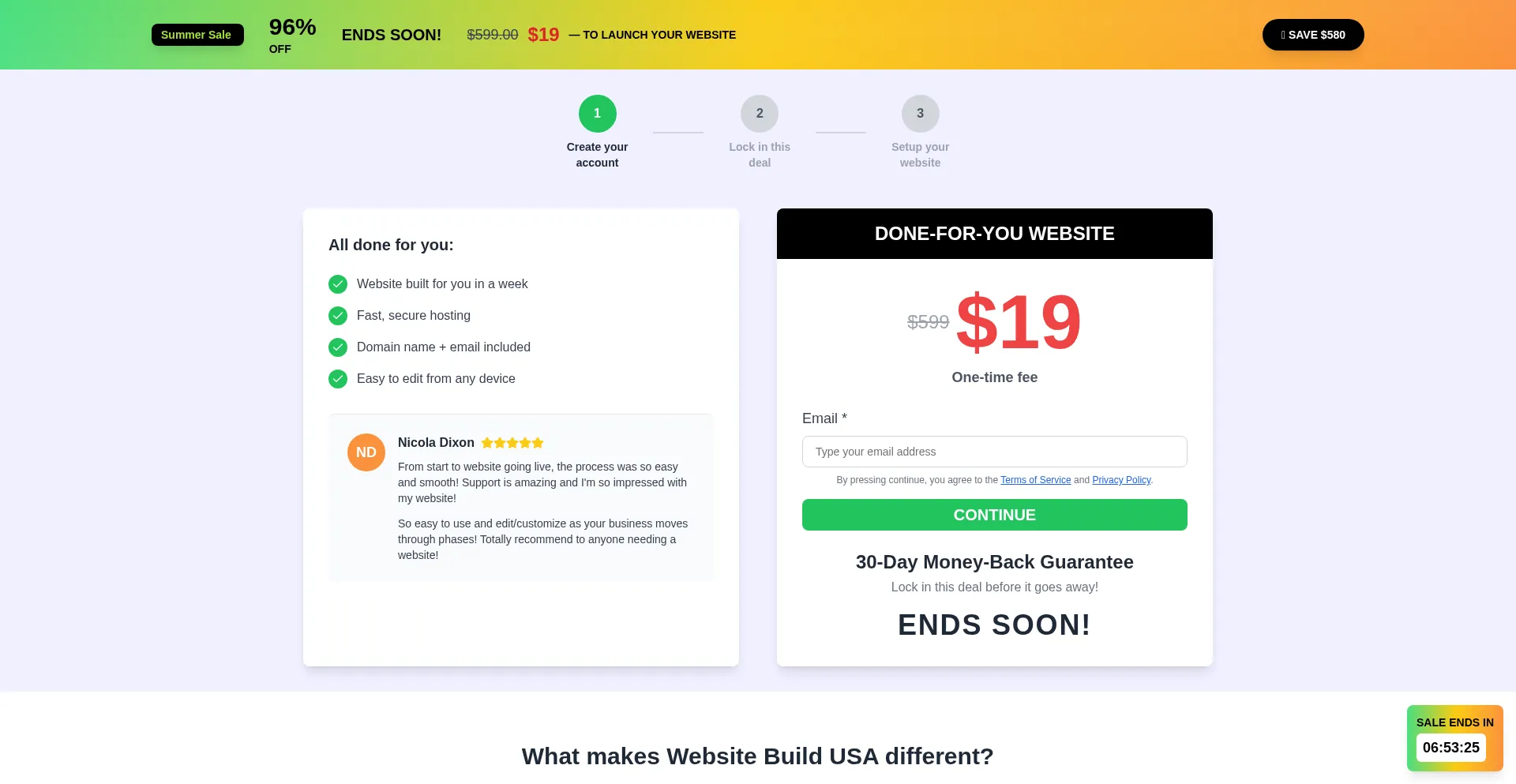 Website screenshot of Websitebuildusa.com