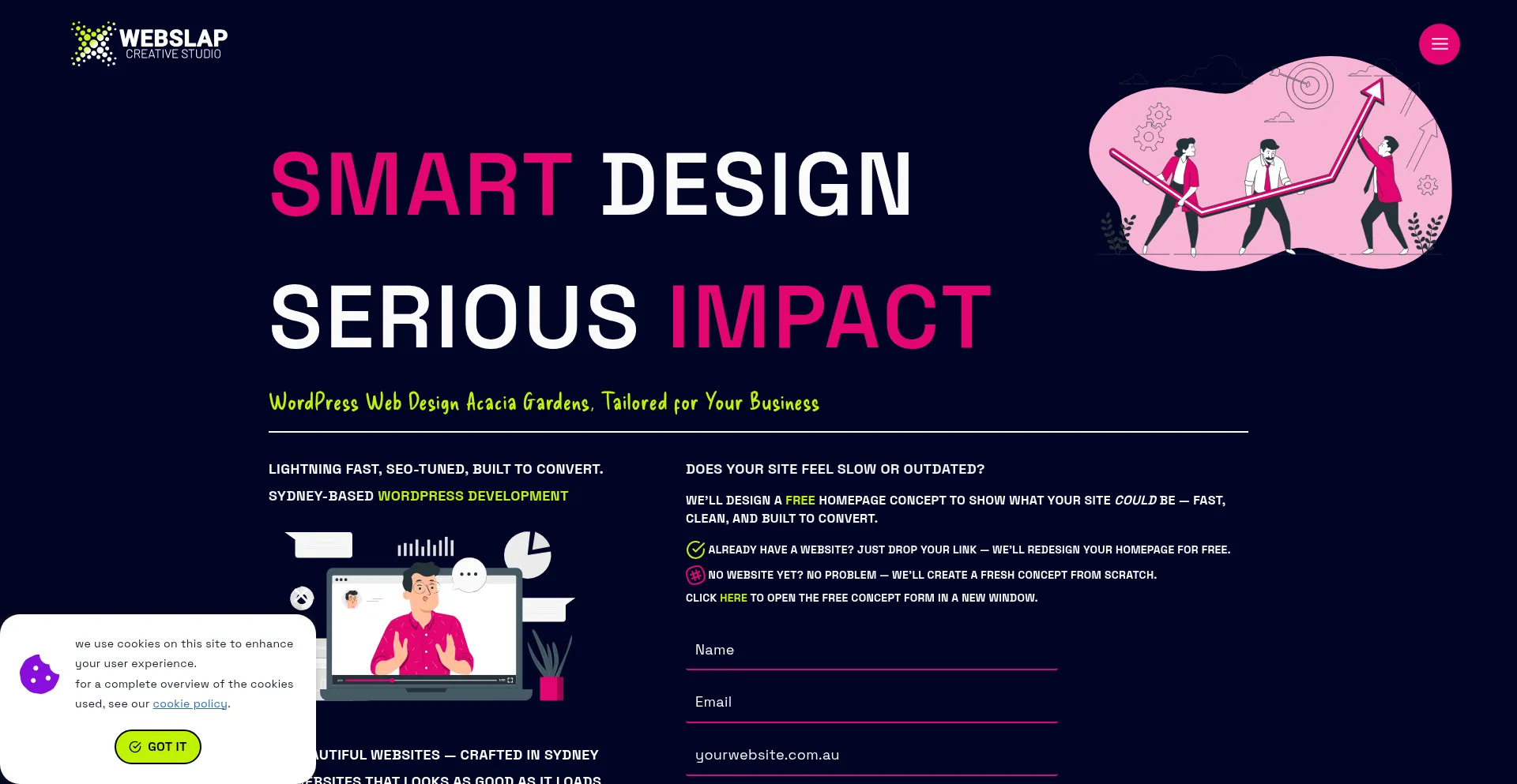 Website screenshot of Webslap.com.au