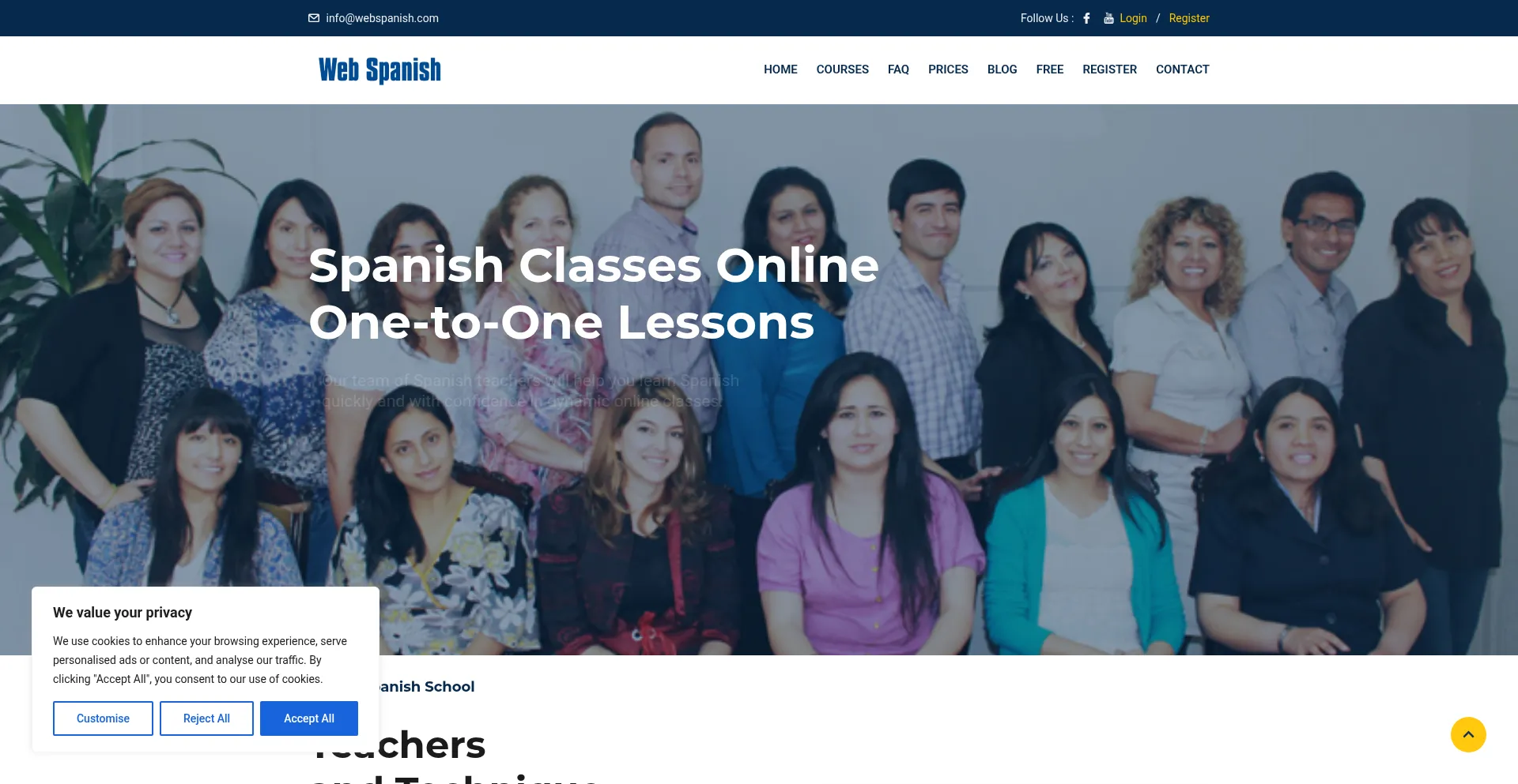 Website screenshot of Webspanish.com