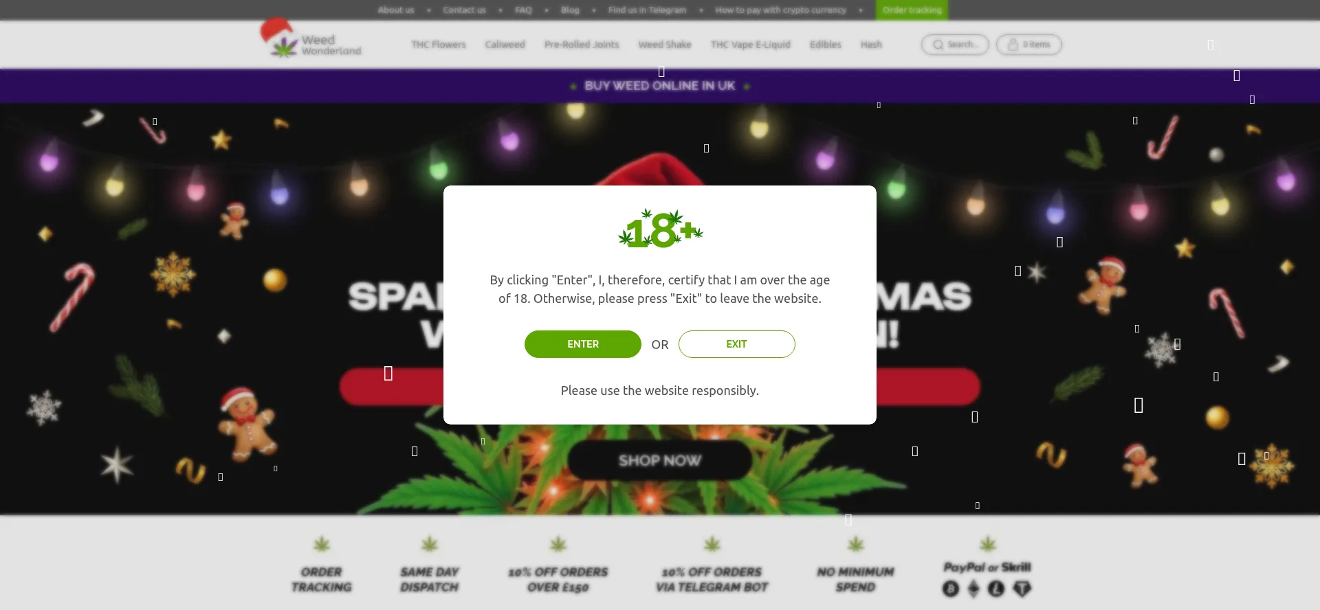 Website screenshot of Weedwonderland.co.uk