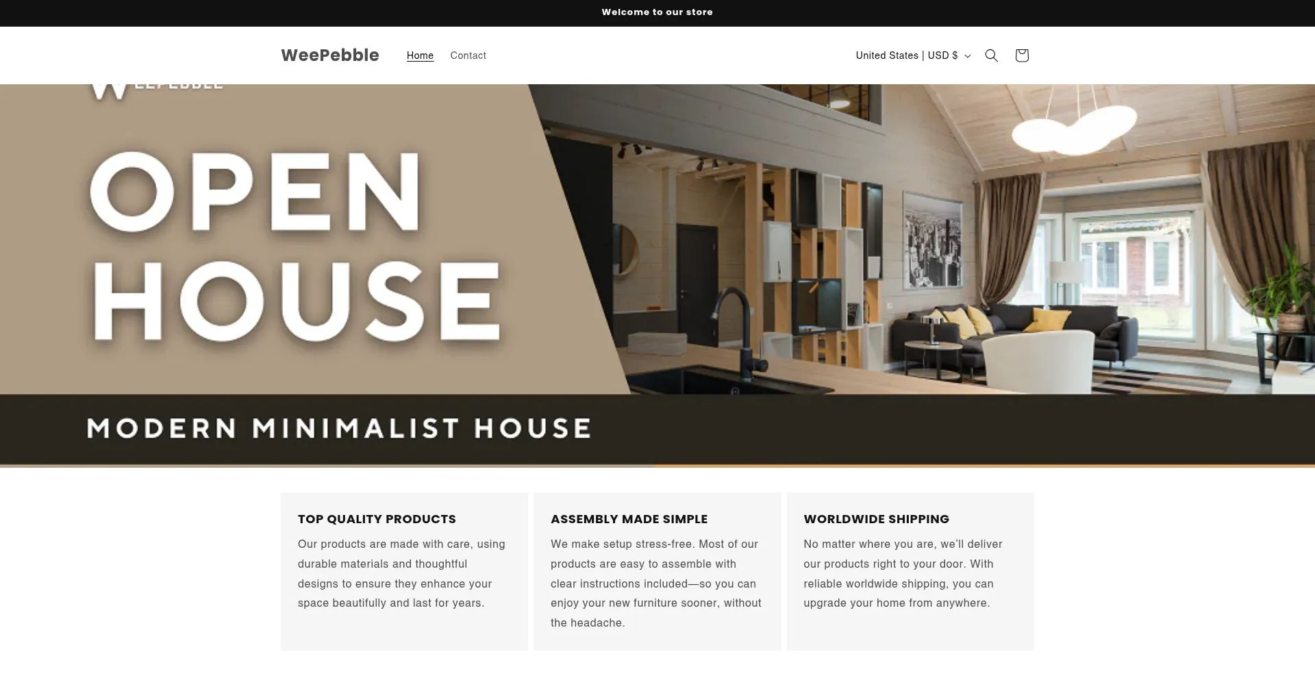 Website screenshot of Weepebble.com