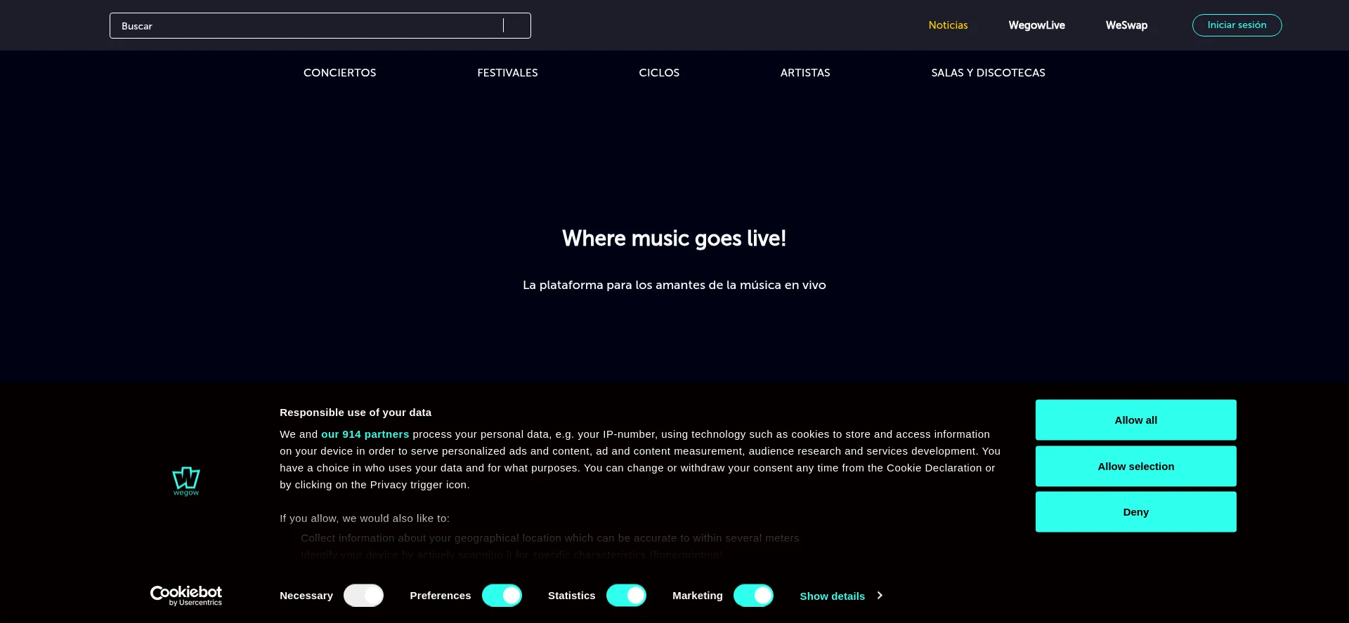 Website screenshot of Wegow.com