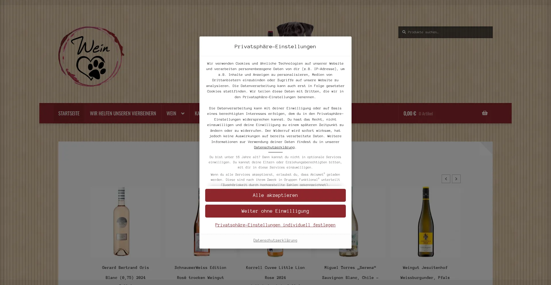 Website screenshot of Weinkg.de