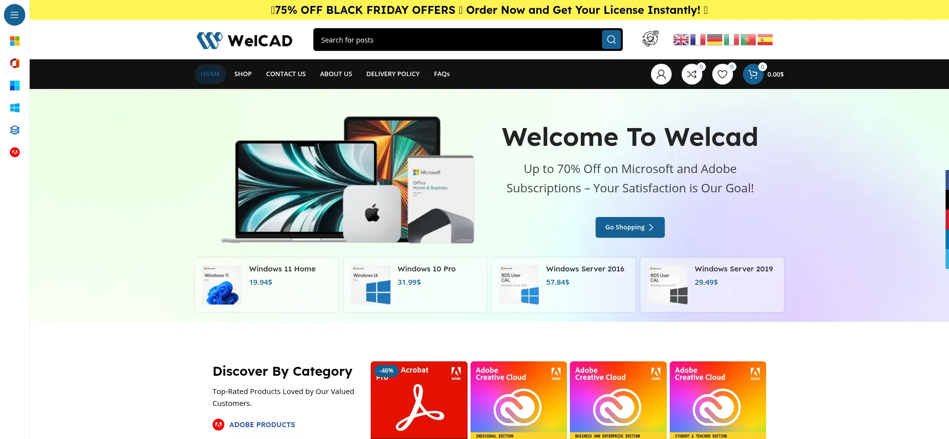 Website screenshot of Welcad.com