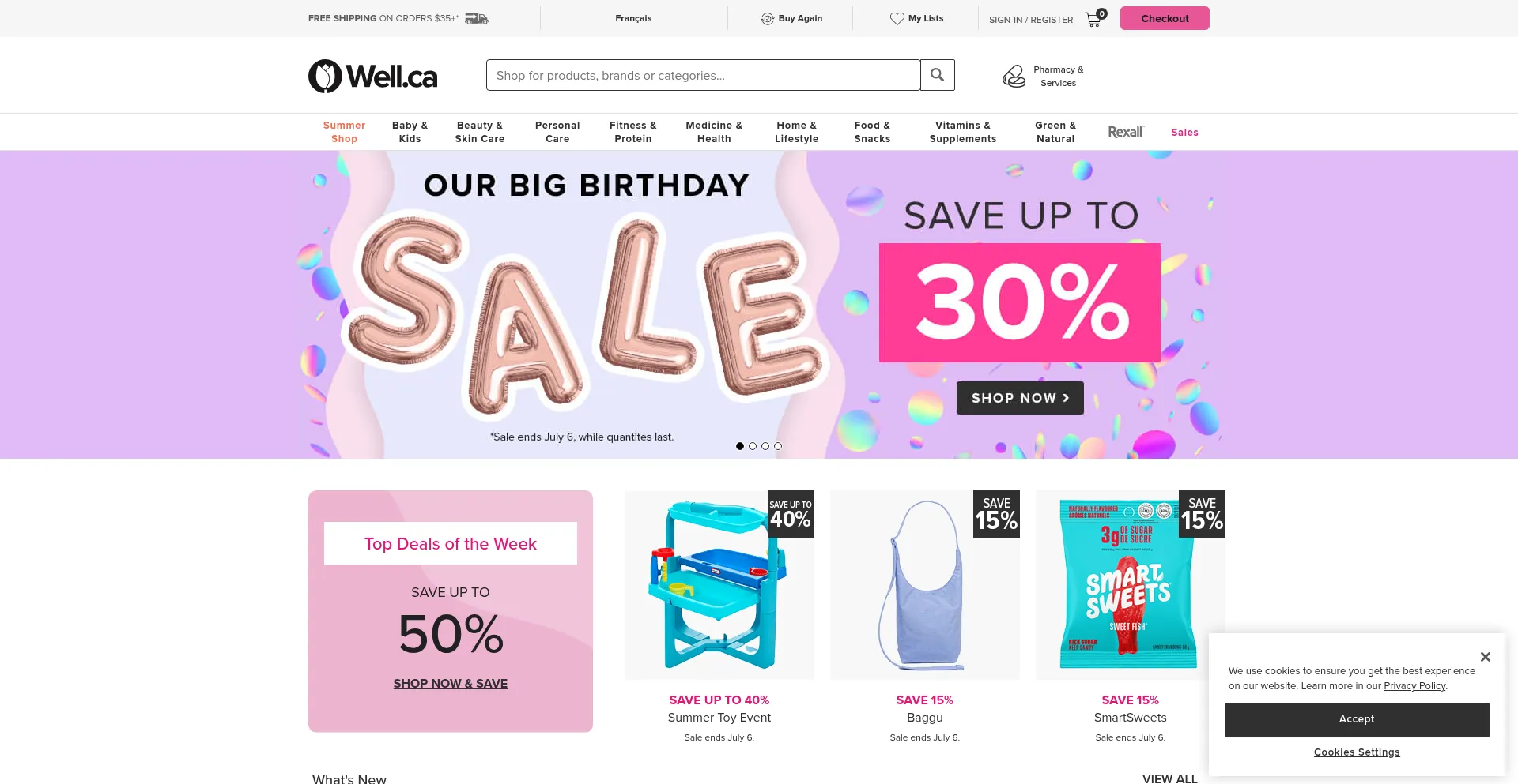 Website screenshot of Well.ca