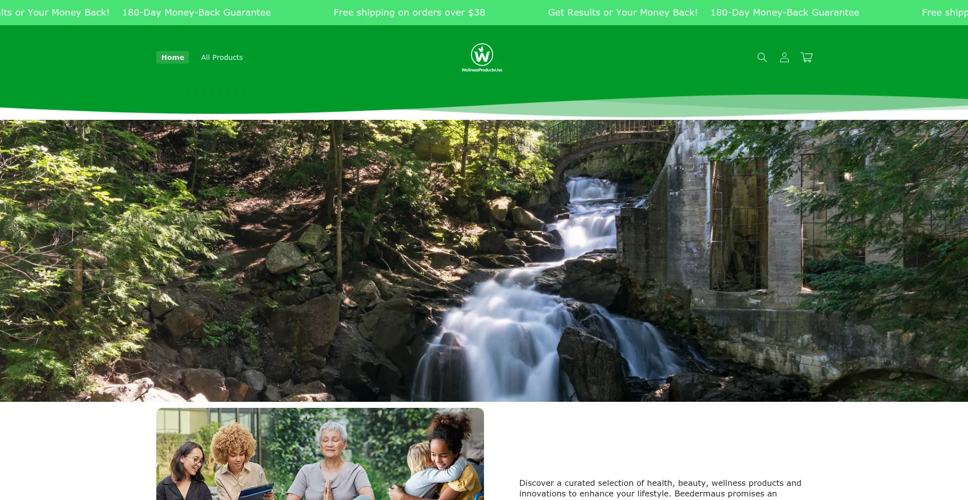 Website screenshot of Wellnessproductsusa.com