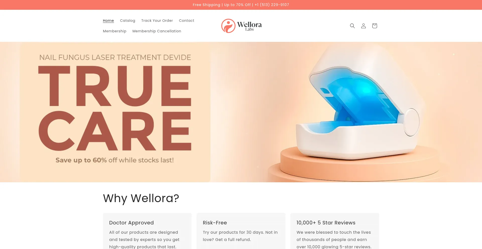 Website screenshot of Welloralabs.com