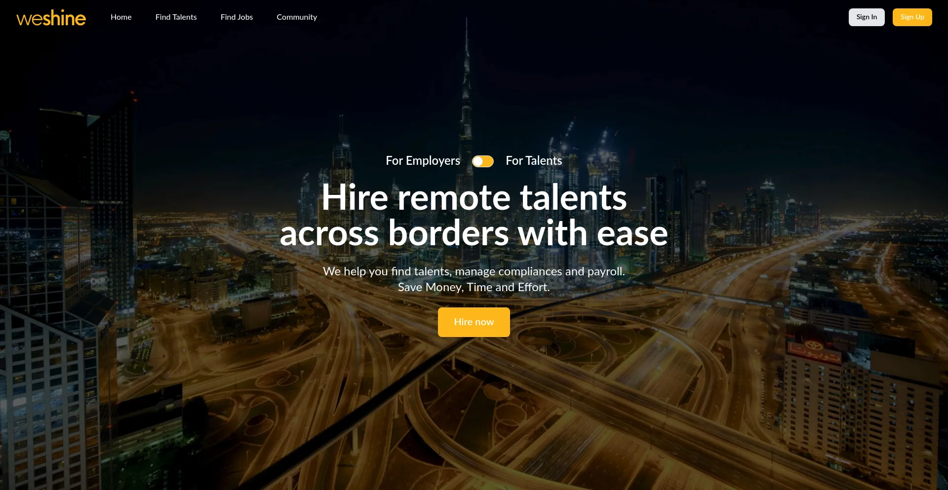Website screenshot of Weshine.com