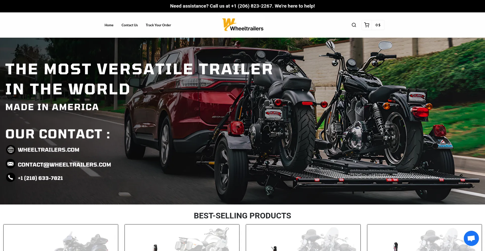 Website screenshot of Wheeltrailers.com