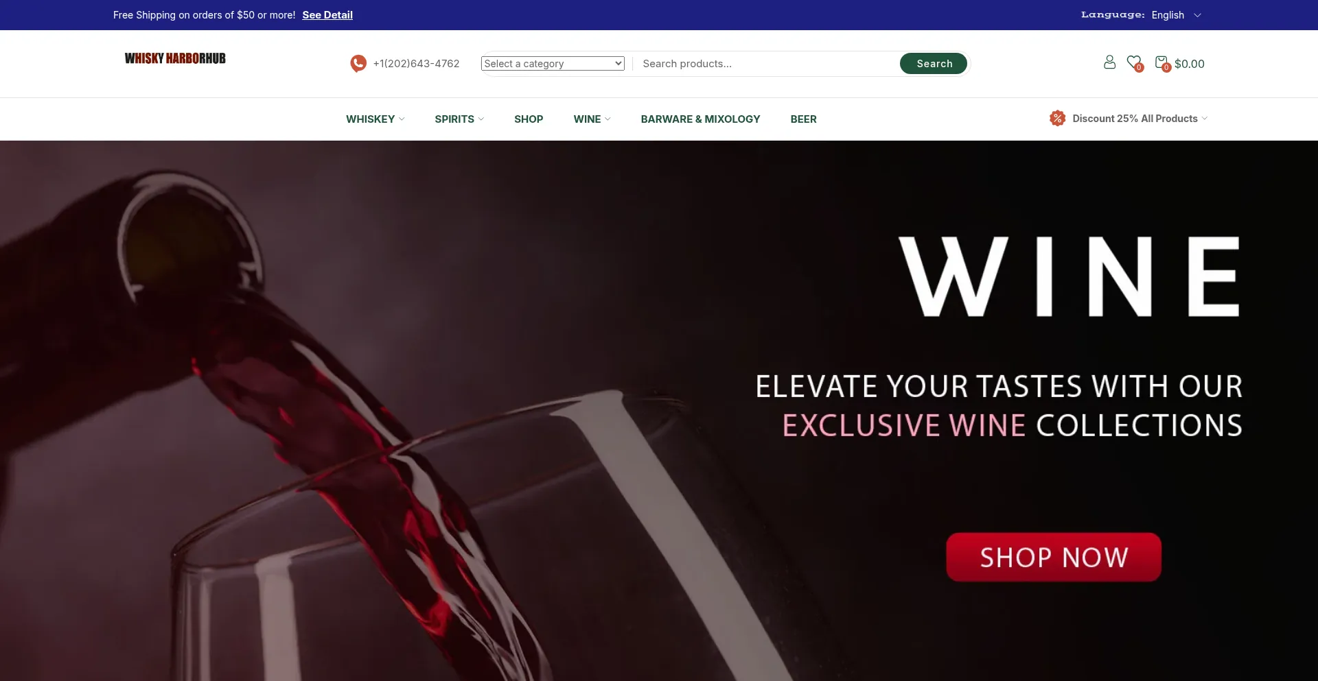 Website screenshot of Whiskyharborhub.com