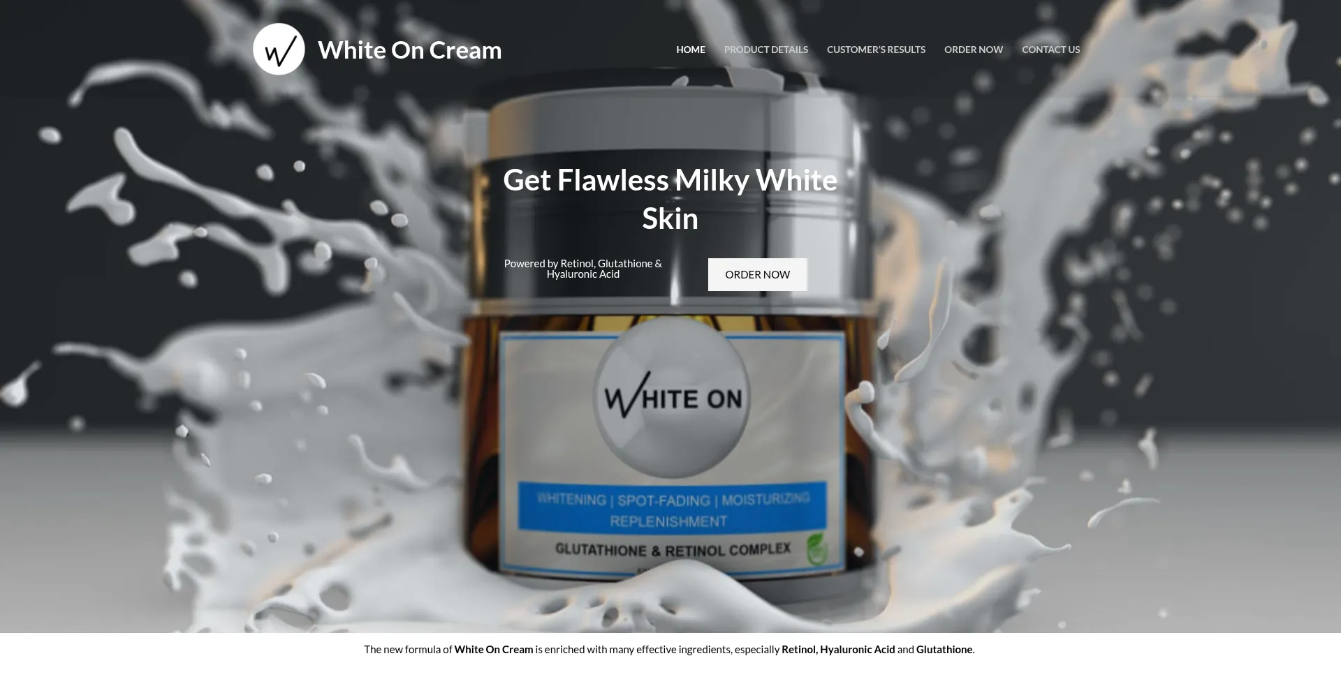 Website screenshot of Whiteonskinwhitening.com