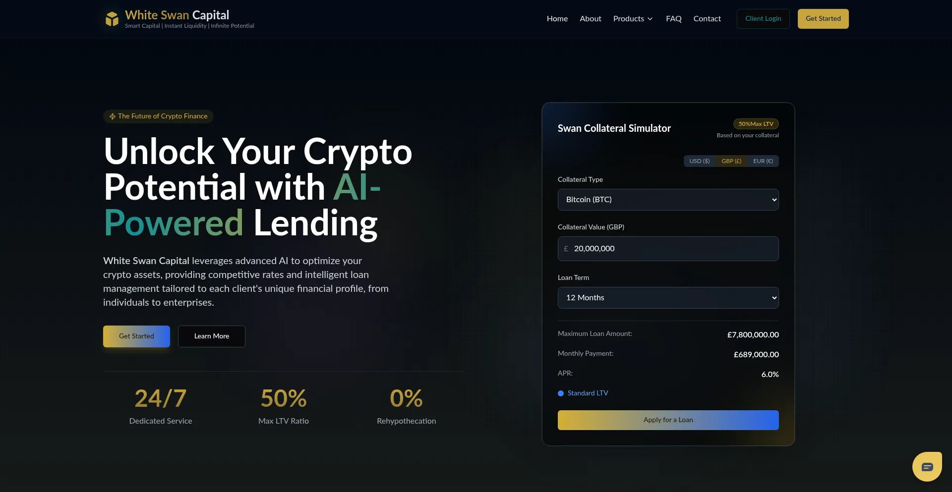 Website screenshot of Whiteswancapital.com