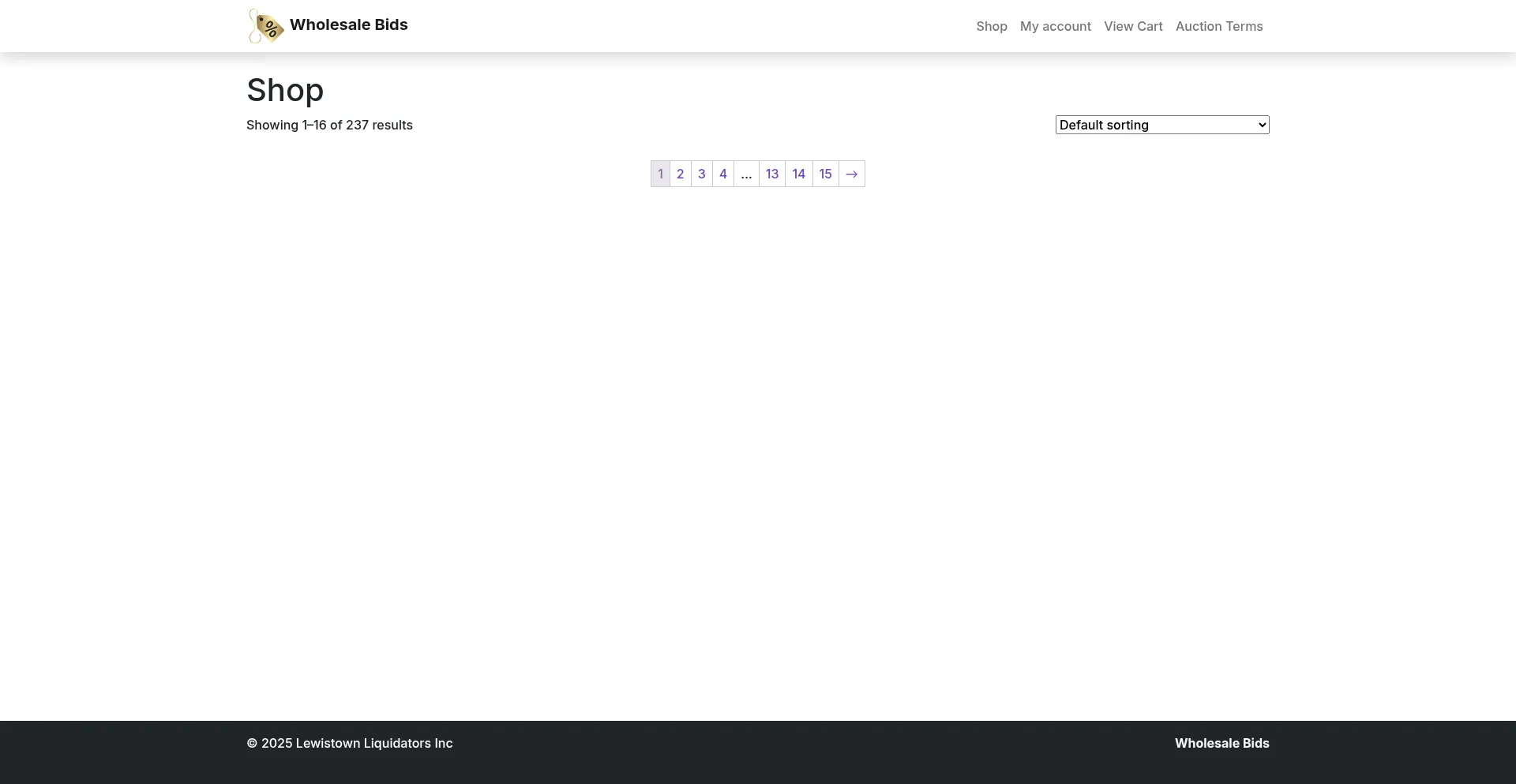 Website screenshot of Wholesalebids.com