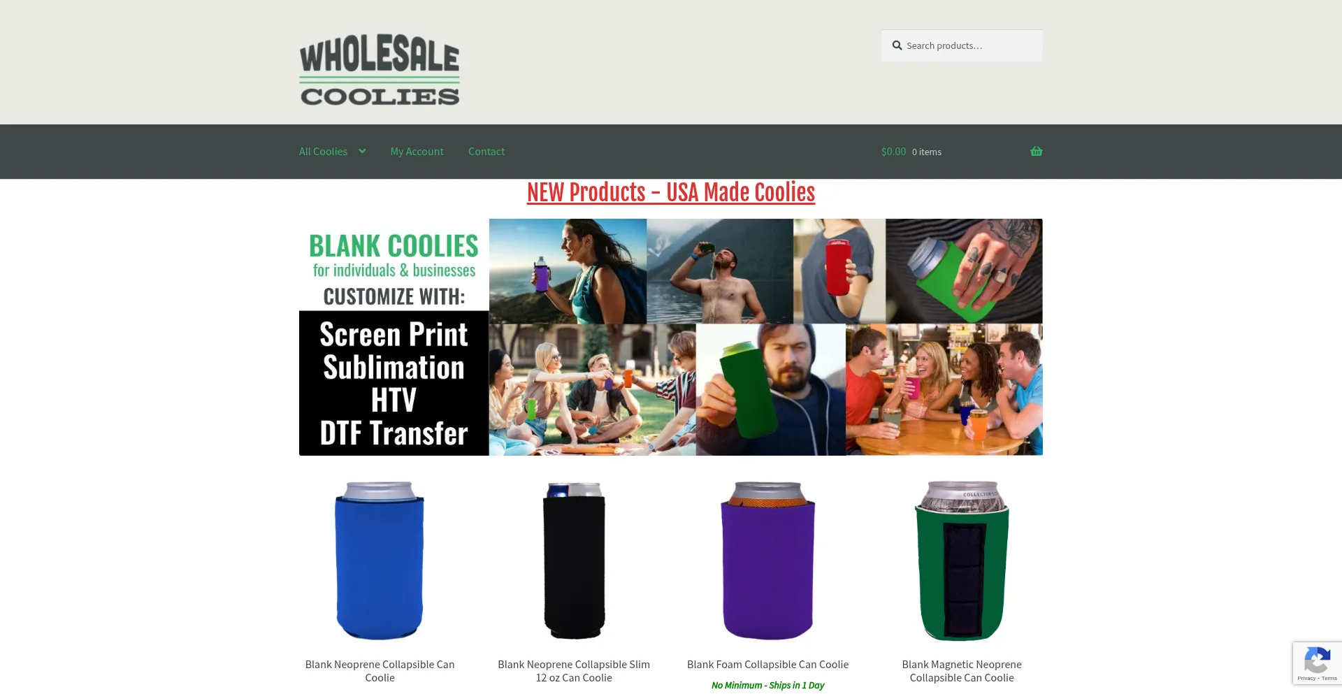 Website screenshot of Wholesalecoolies.com