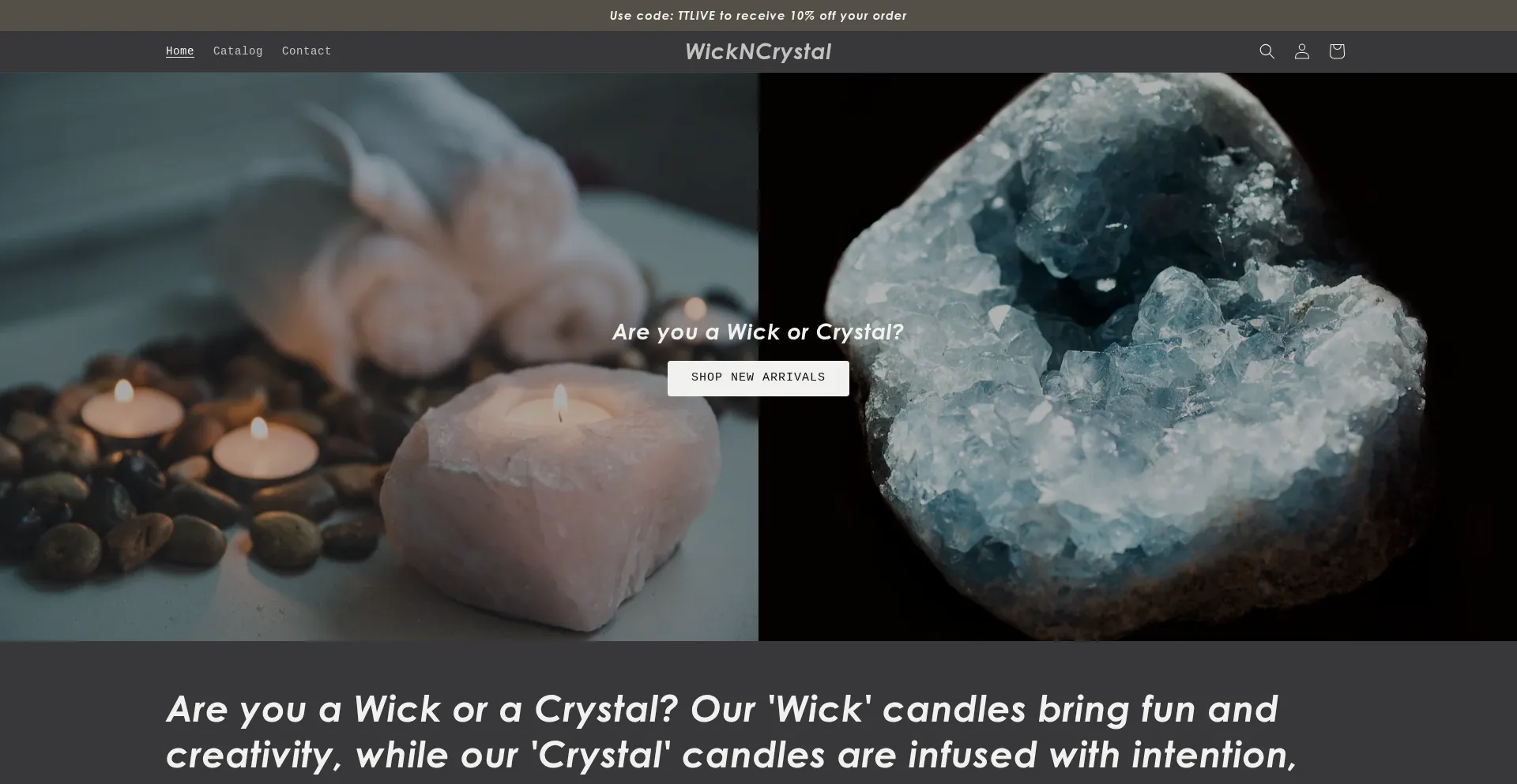 Website screenshot of Wickncrystal.com