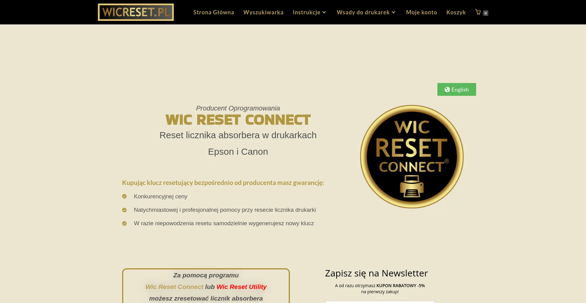 Website screenshot of Wicreset.pl