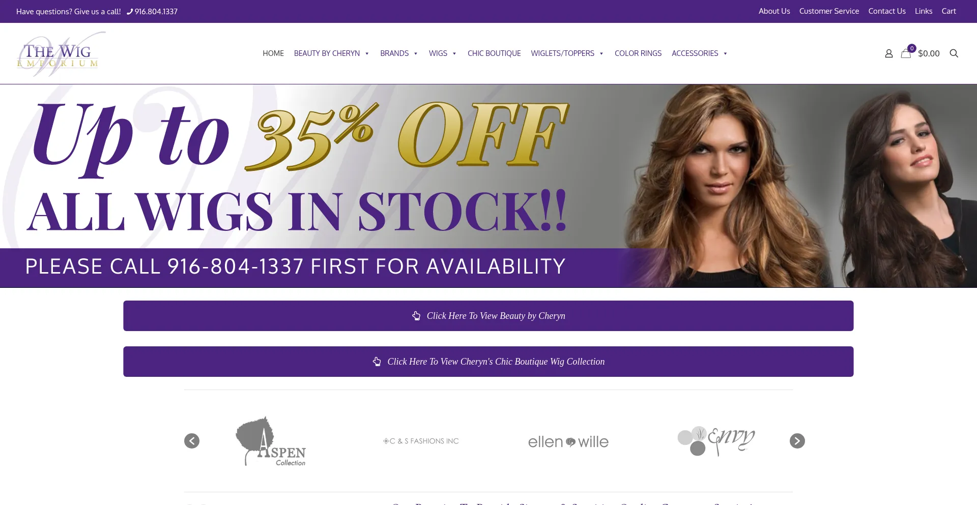 Website screenshot of Wigemporium.com