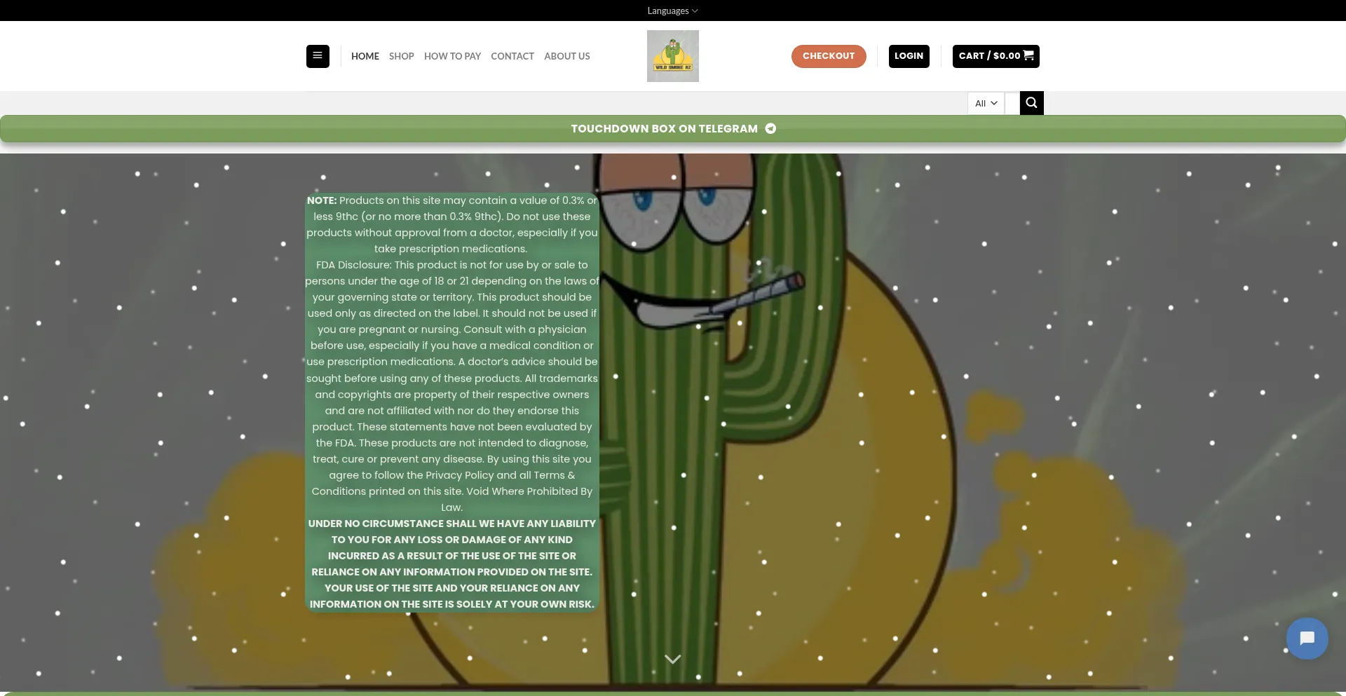 Website screenshot of Wildsmokeazshop.com