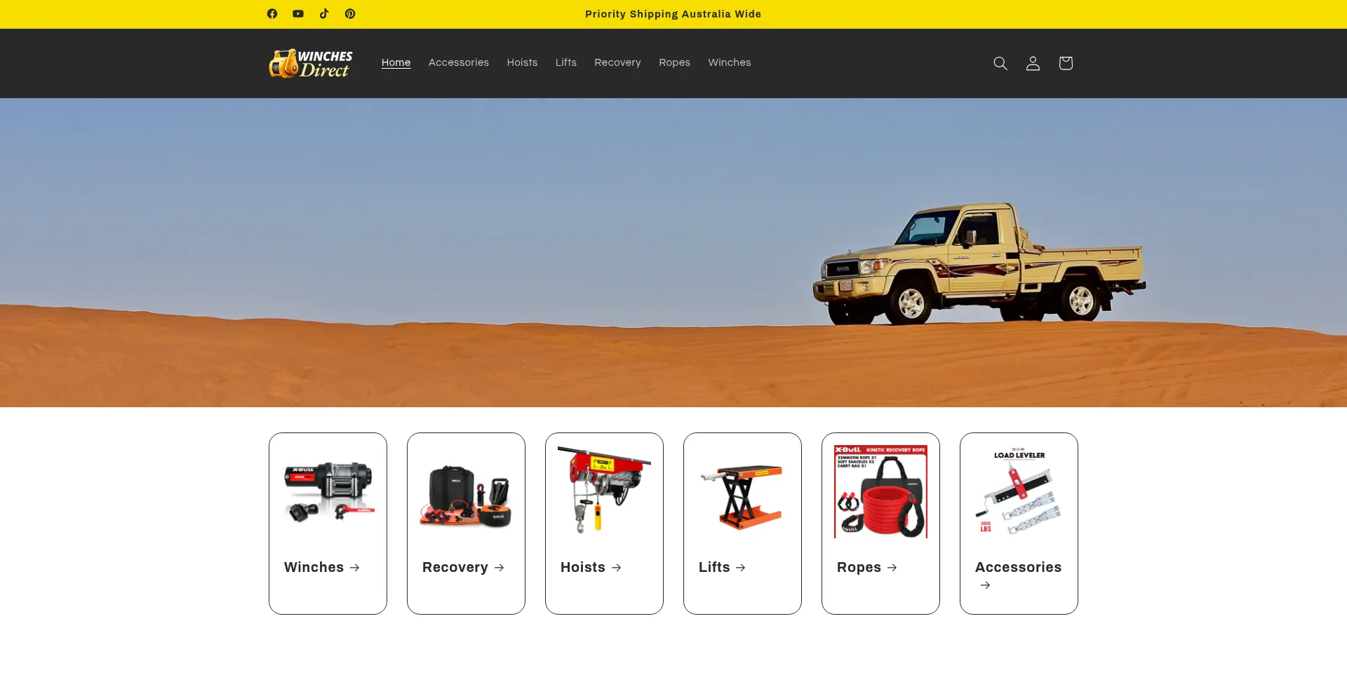 Website screenshot of Winchesdirect.com.au