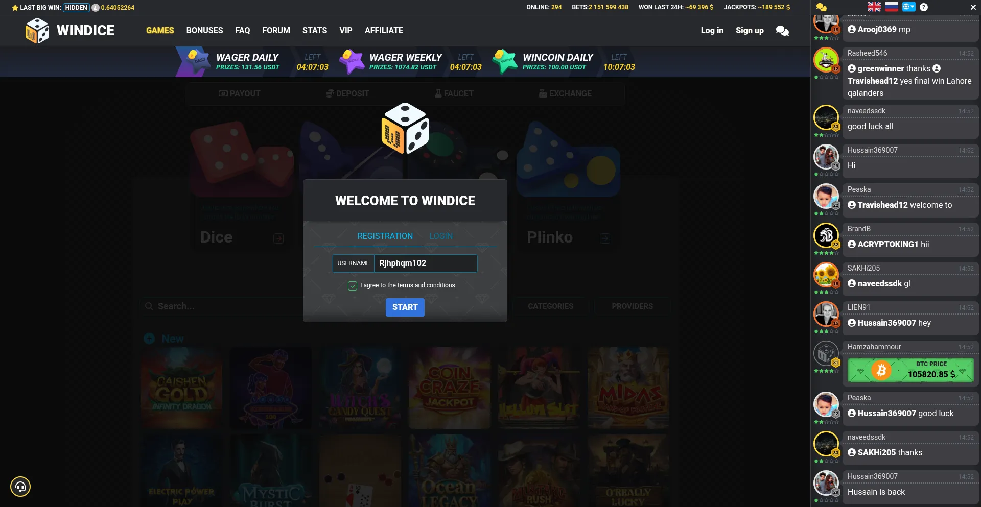 Website screenshot of Windice1.io