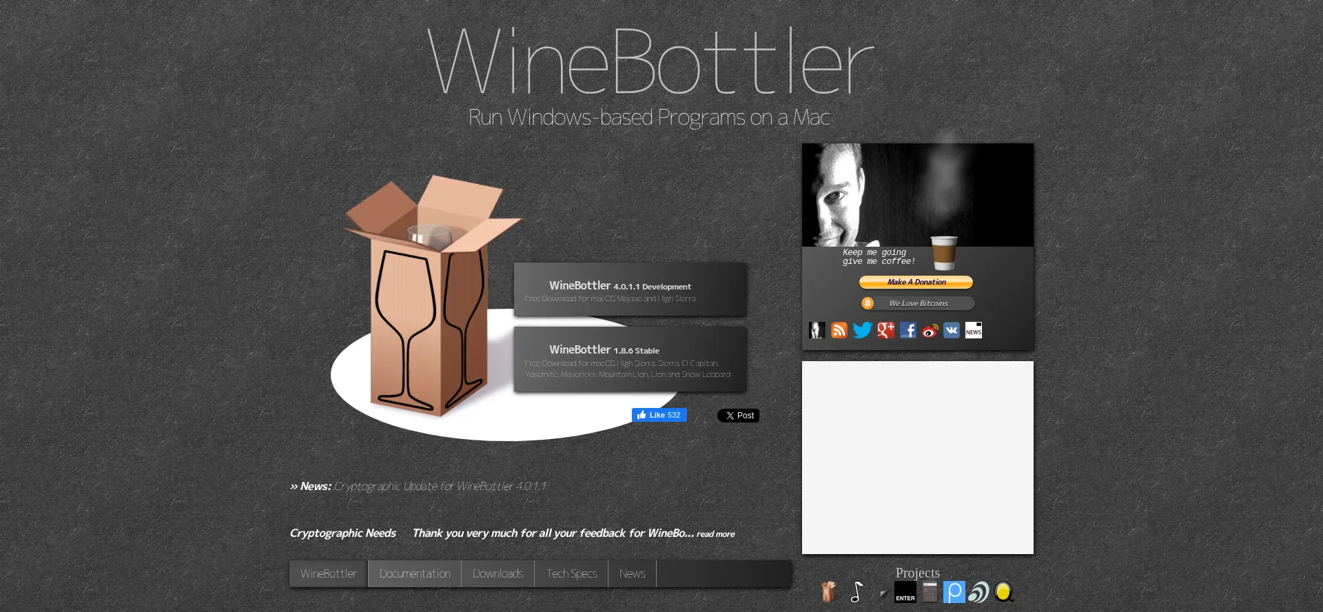Website screenshot of Winebottler.kronenberg.org