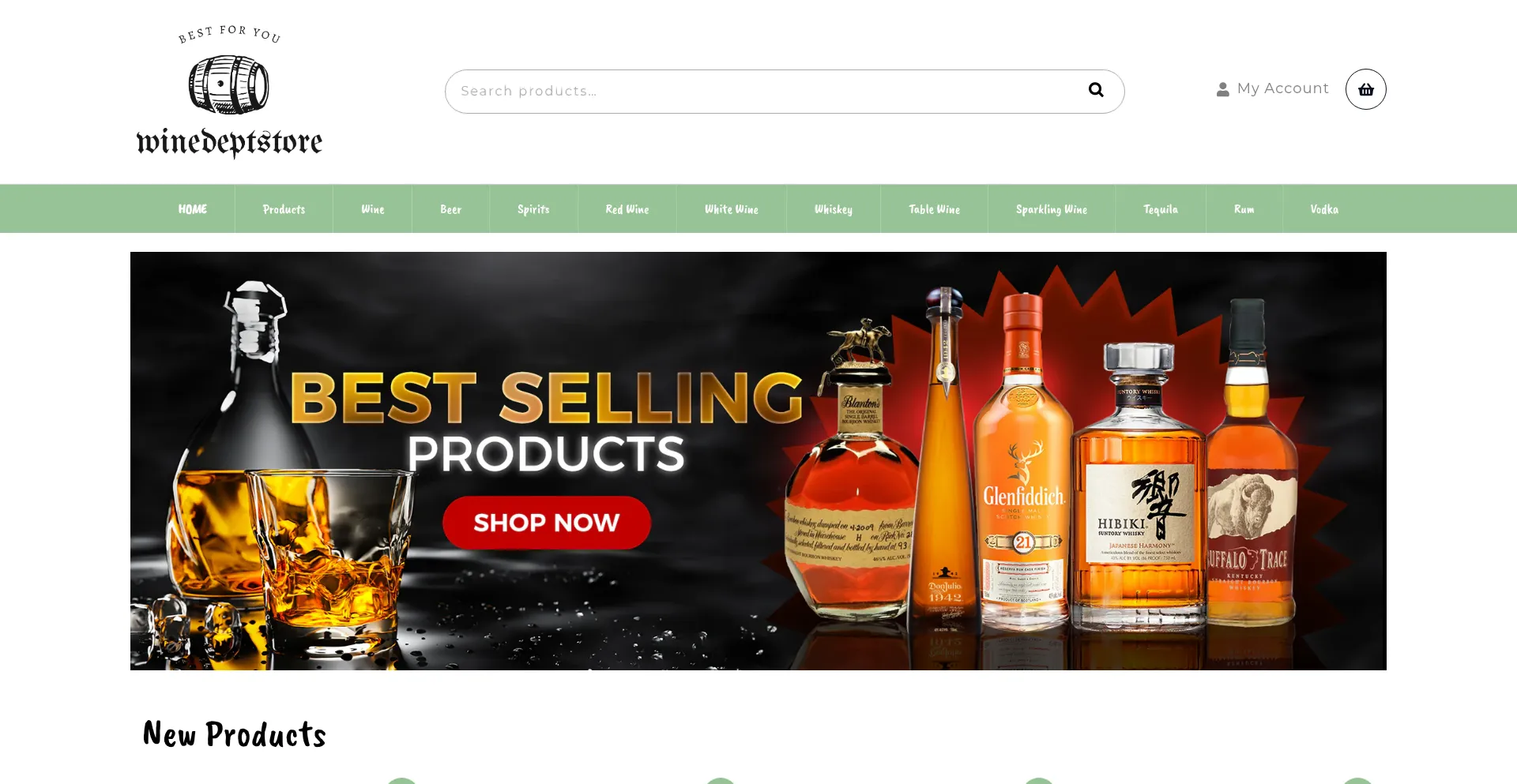 Website screenshot of Winedeptstore.com