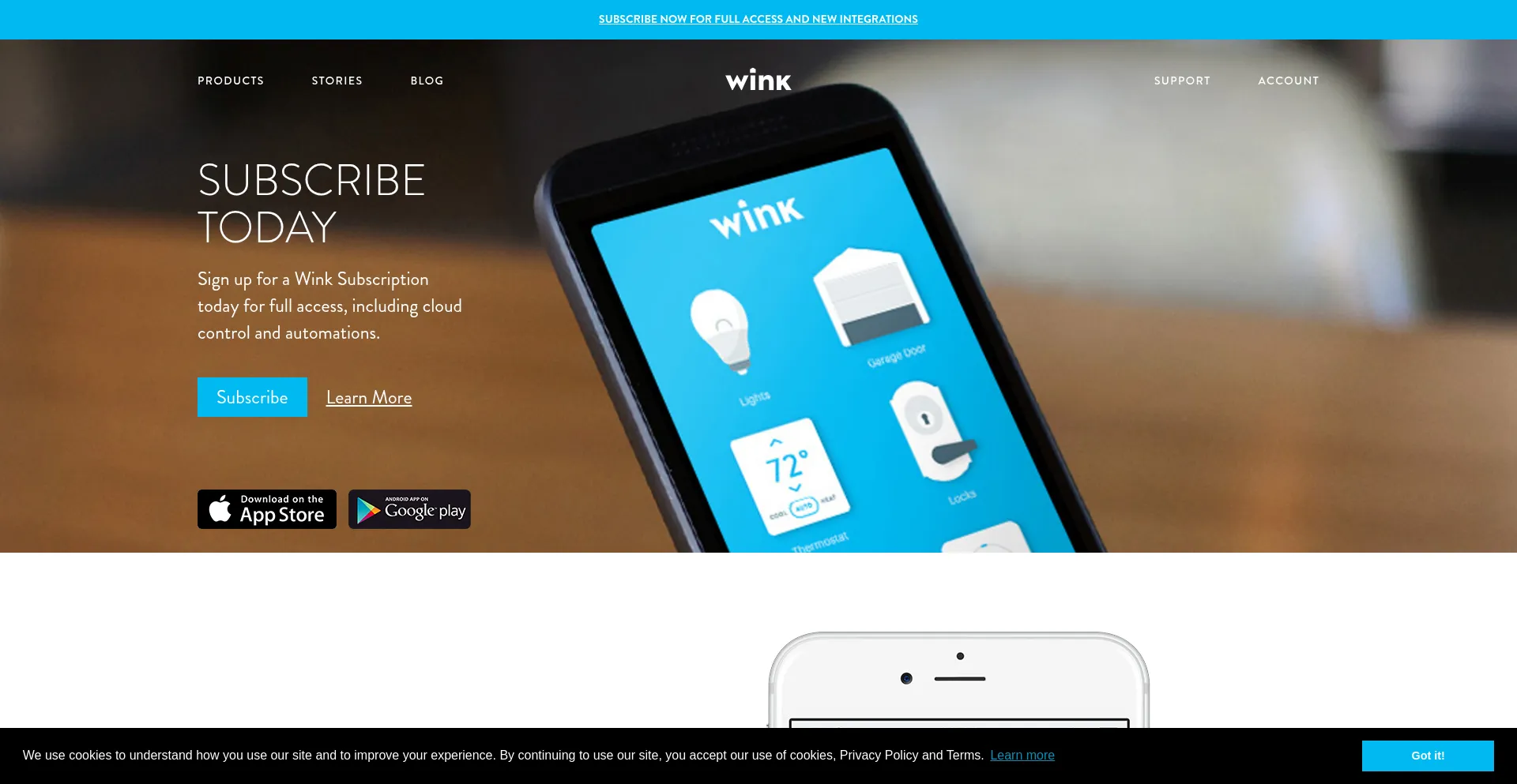 Website screenshot of Wink.com