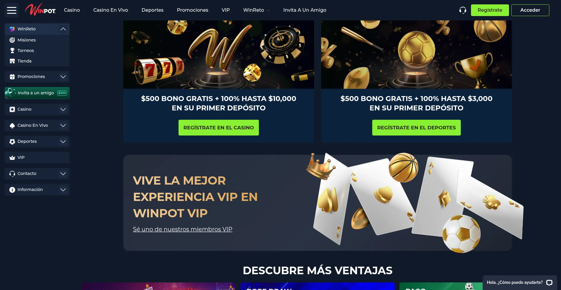 Website screenshot of Winpot.mx