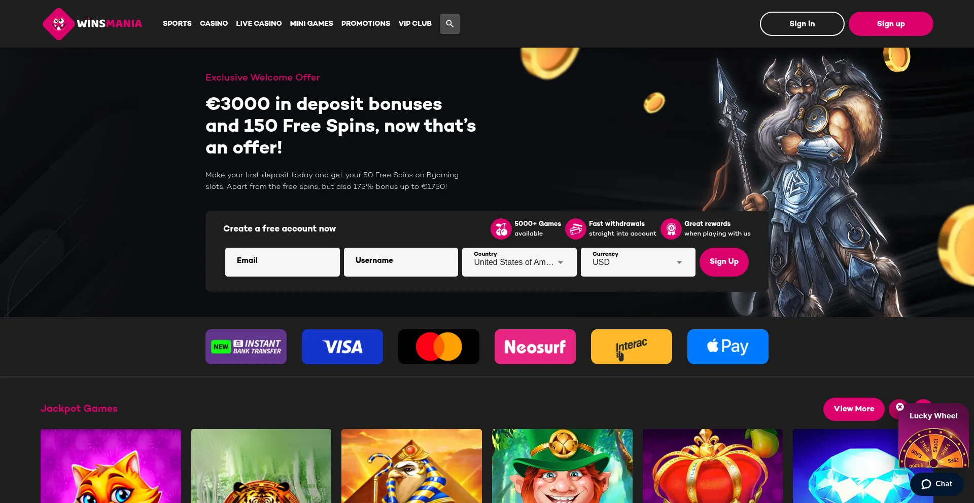 Website screenshot of Winsmania.com